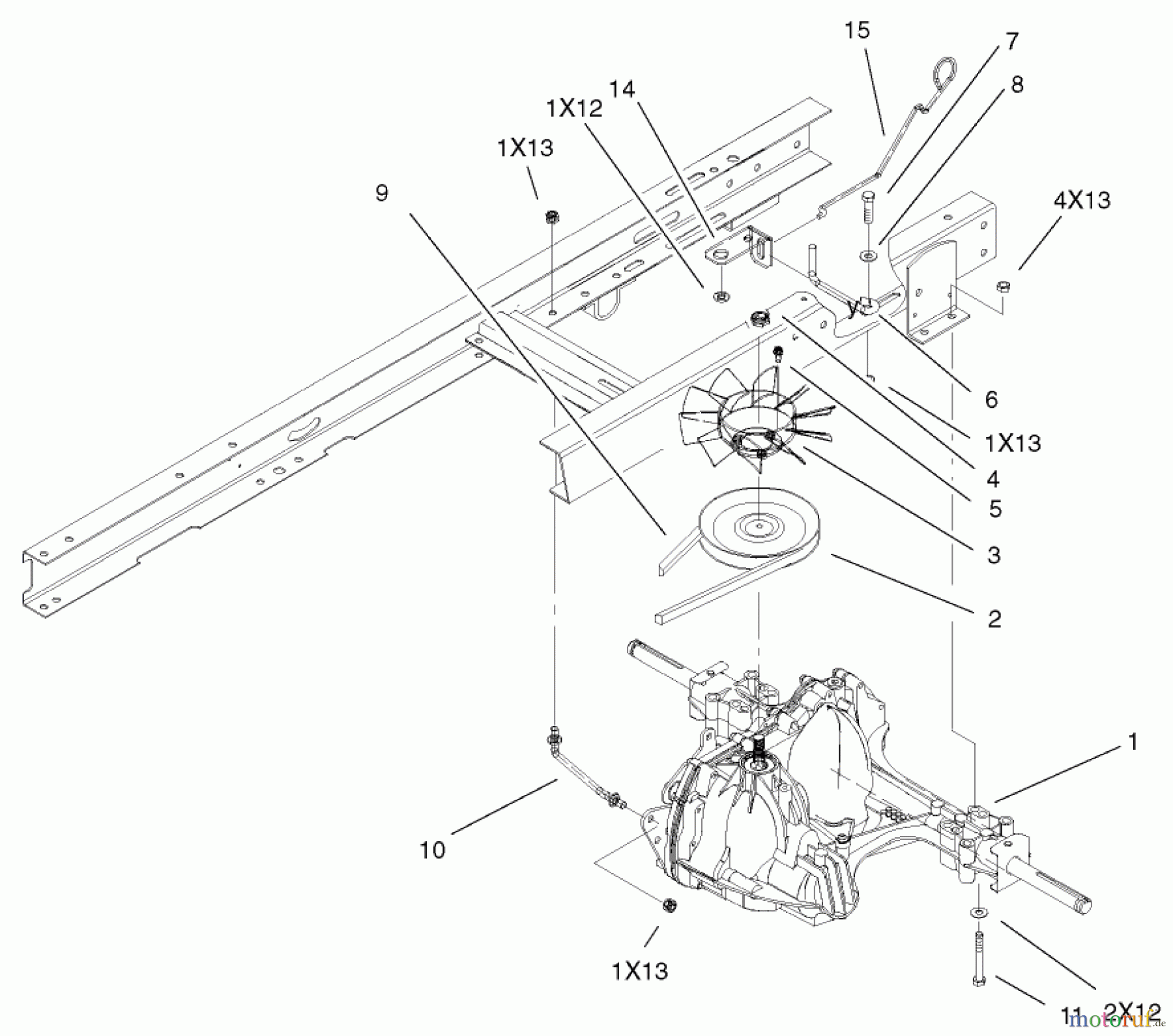 Toro Neu Mowers, Lawn & Garden Tractor Seite 1 71282 (17-44HXLE) - Toro 17-44HXLE Lawn Tractor, 2001 (210000001-210999999) HYDRO TRANSAXLE ASSEMBLY