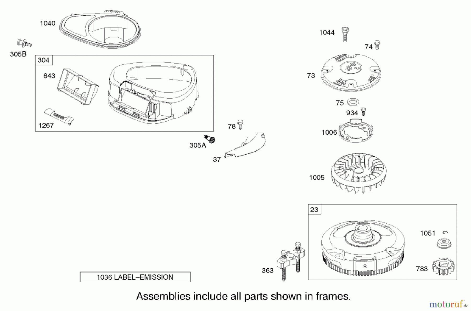 Toro Neu Mowers, Lawn & Garden Tractor Seite 1 71283 (17-44HXLE) - Toro 17-44HXLE Lawn Tractor, 2004 (240000001-240999999) BLOWER HOUSING ASSEMBLY BRIGGS AND STRATTON 31F777-0123-E1