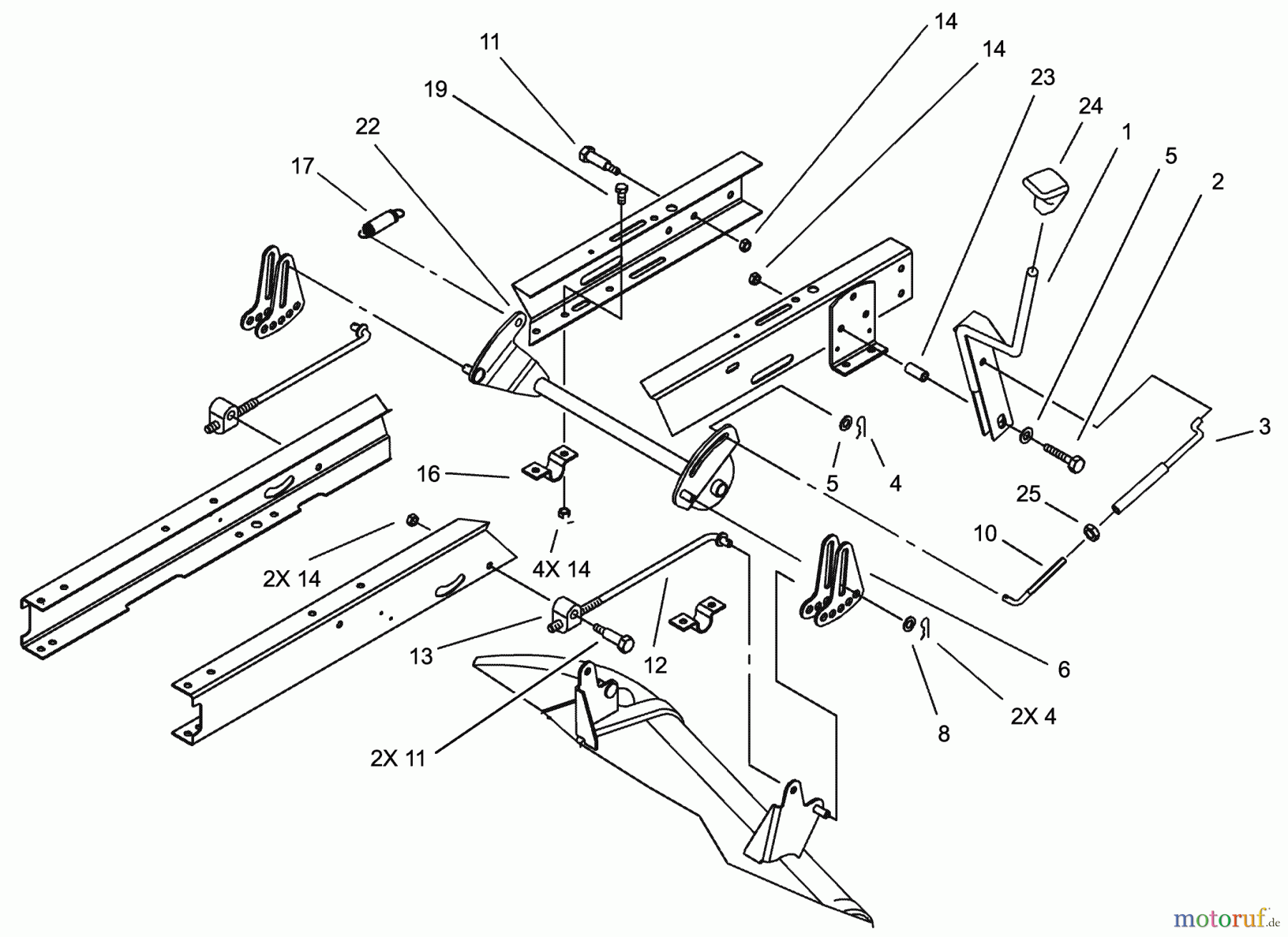 Toro Neu Mowers, Lawn & Garden Tractor Seite 1 71283 (17-44HXLE) - Toro 17-44HXLE Lawn Tractor, 2004 (240000001-240999999) HEIGHT OF CUT ASSEMBLY