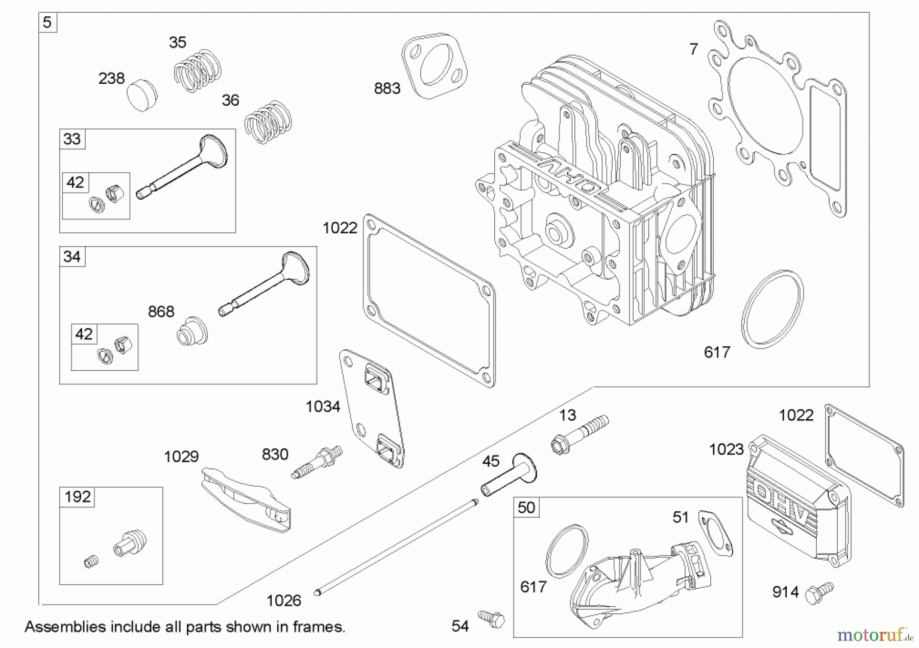 Toro Neu Mowers, Lawn & Garden Tractor Seite 1 71285 (18-44HXLE) - Toro 18-44HXLE Lawn Tractor, 2004 (240000001-240999999) CYLINDER HEAD ASSEMBLY BRIGGS AND STRATTON 31H777-0177-E1