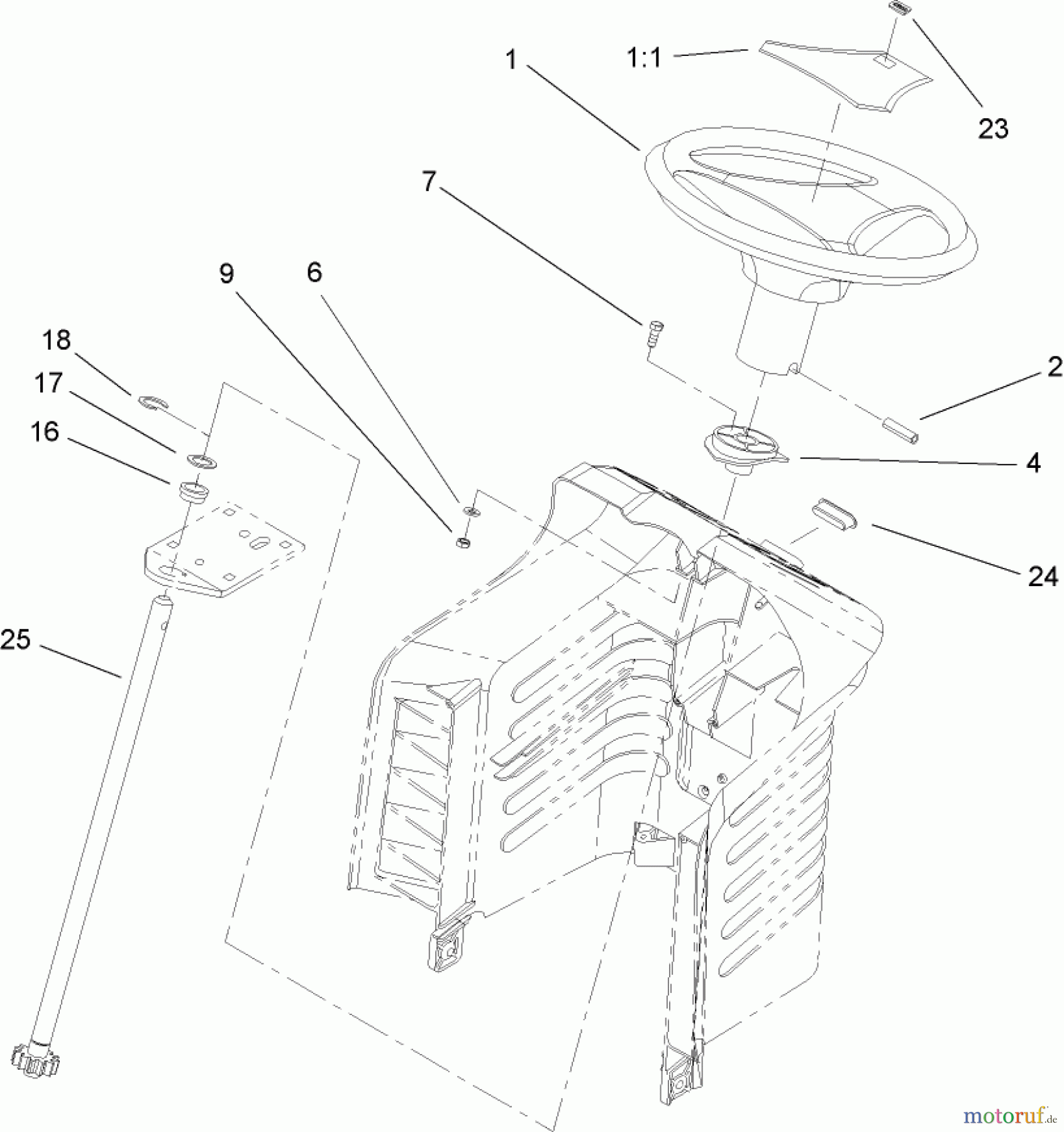 Toro Neu Mowers, Lawn & Garden Tractor Seite 1 71286 (XL 440H) - Toro XL 440H Lawn Tractor, 2005 (250000001-250999999) FIXED STEERING ASSEMBLY