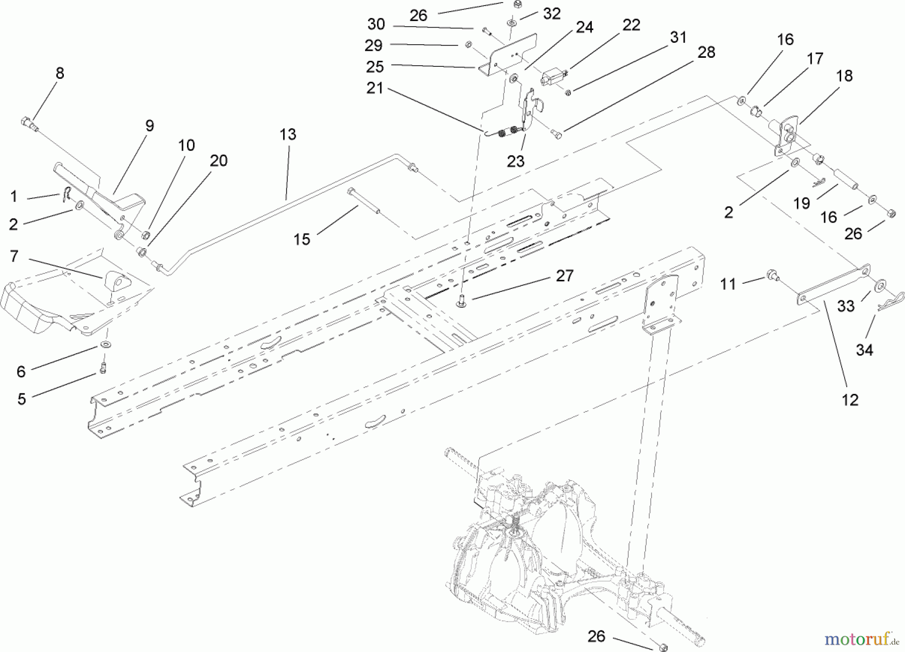 Toro Neu Mowers, Lawn & Garden Tractor Seite 1 71286 (XL 440H) - Toro XL 440H Lawn Tractor, 2005 (250000001-250999999) TRANSAXLE INSTALLATION ASSEMBLY