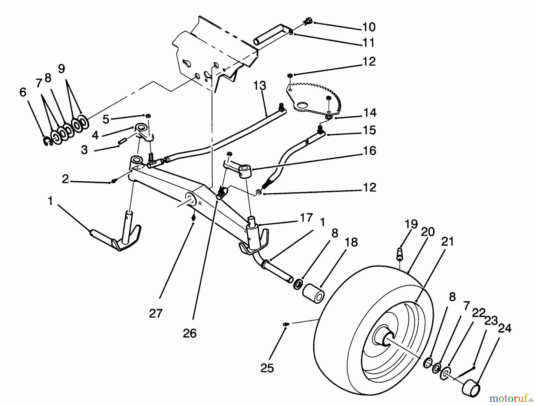 Toro Neu Mowers, Lawn & Garden Tractor Seite 1 72041 (244-H) - Toro 244-H Yard Tractor, 1993 (3900001-3999999) FRONT AXLE ASSEMBLY