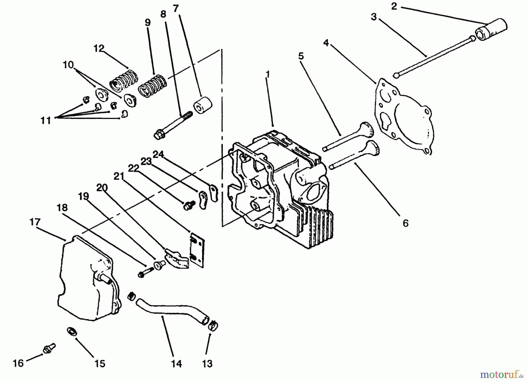 Toro Neu Mowers, Lawn & Garden Tractor Seite 1 72042 (264-6) - Toro 264-6 Yard Tractor, 1994 (4900001-4999999) CYLINDER HEAD/VALVE/BREATHER