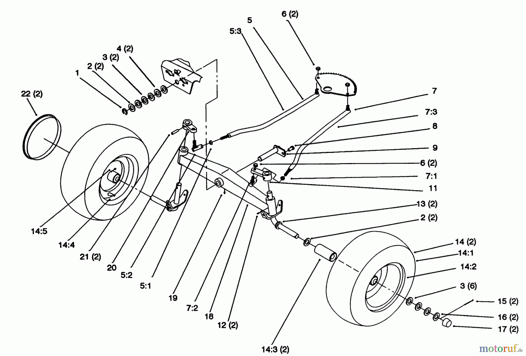 Toro Neu Mowers, Lawn & Garden Tractor Seite 1 72042 (264-6) - Toro 264-6 Yard Tractor, 1994 (4900001-4999999) FRONT AXLE