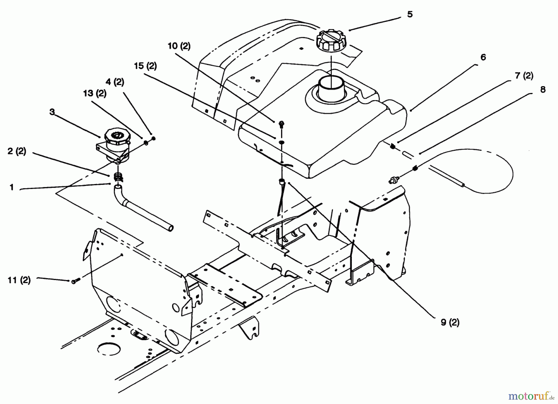 Toro Neu Mowers, Lawn & Garden Tractor Seite 1 72042 (264-6) - Toro 264-6 Yard Tractor, 1994 (4900001-4999999) FUEL TANK AND HYDRO RESERVOIR