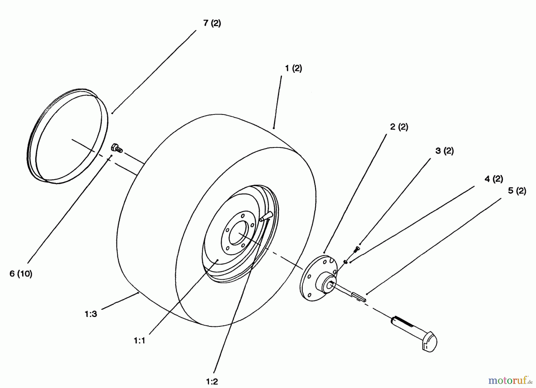 Toro Neu Mowers, Lawn & Garden Tractor Seite 1 72042 (264-6) - Toro 264-6 Yard Tractor, 1994 (4900001-4999999) REAR WHEEL