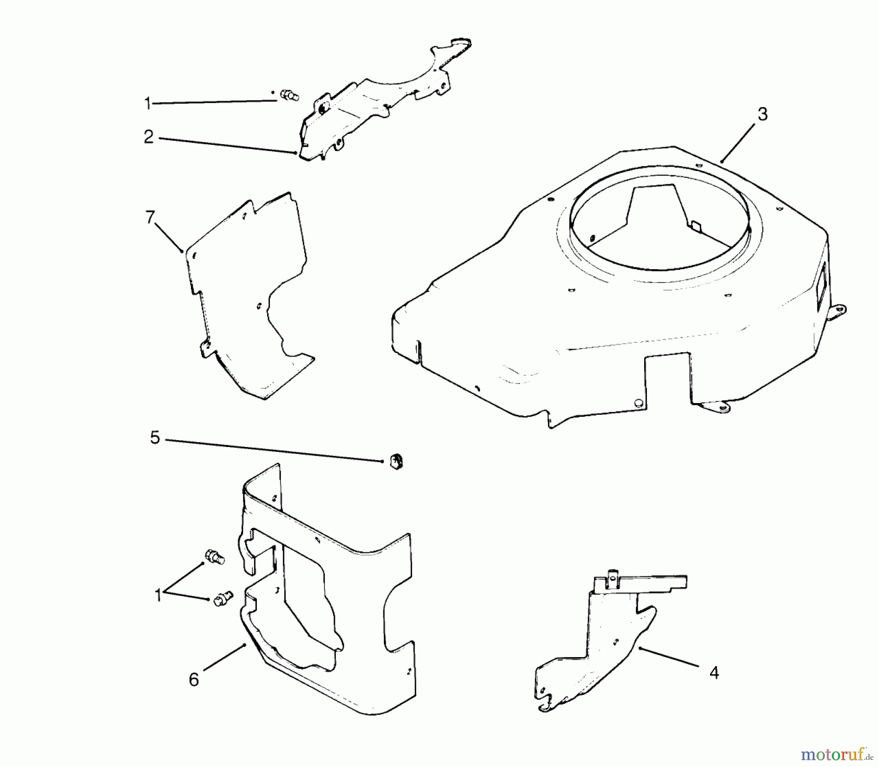 Toro Neu Mowers, Lawn & Garden Tractor Seite 1 72043 (264-H) - Toro 264-H Yard Tractor, 1995 (5900001-5901475) BLOWER HOUSING & BAFFLES (KOHLER ENGINE CV14S-PS1472)
