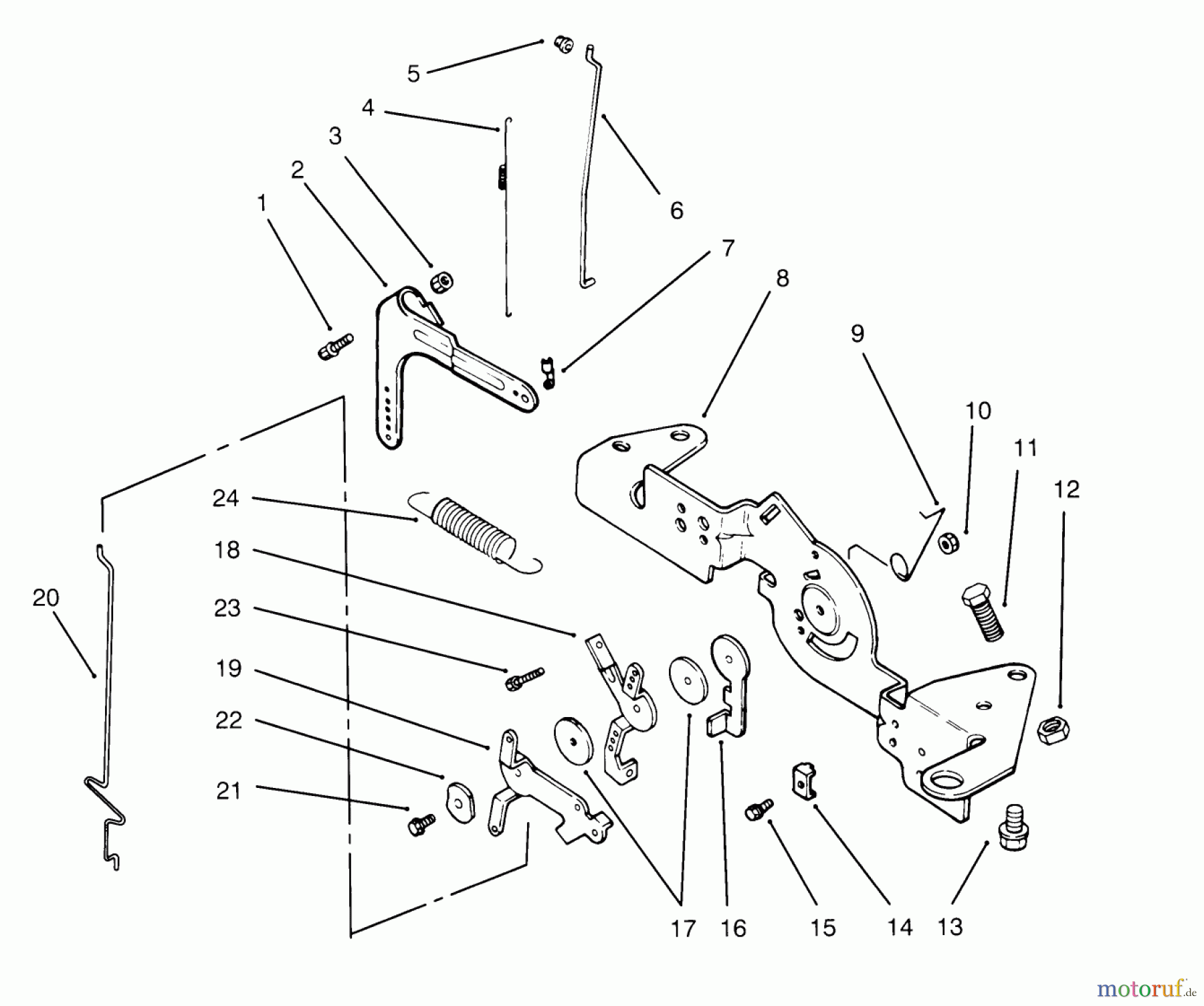 Toro Neu Mowers, Lawn & Garden Tractor Seite 1 72103 (268-H) - Toro 268-H Yard Tractor, 1995 (5900001-5900600) ENGINE CONTROLS (KOHLER ENGINE CV16S-PS61514)