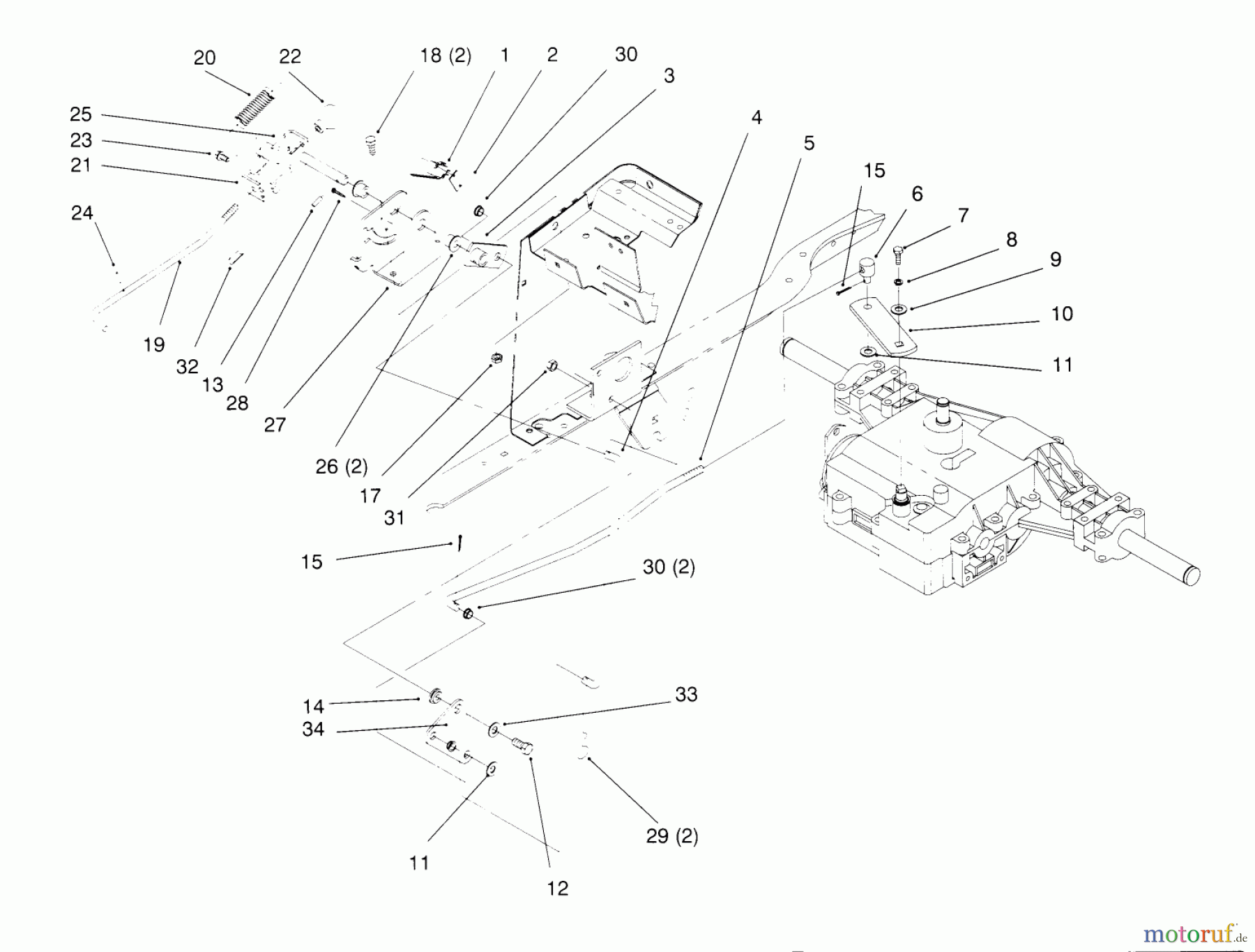  Toro Neu Mowers, Lawn & Garden Tractor Seite 1 72043 (264-H) - Toro 264-H Yard Tractor, 1995 (5900001-5901475) GEAR SHIFT LINKAGE