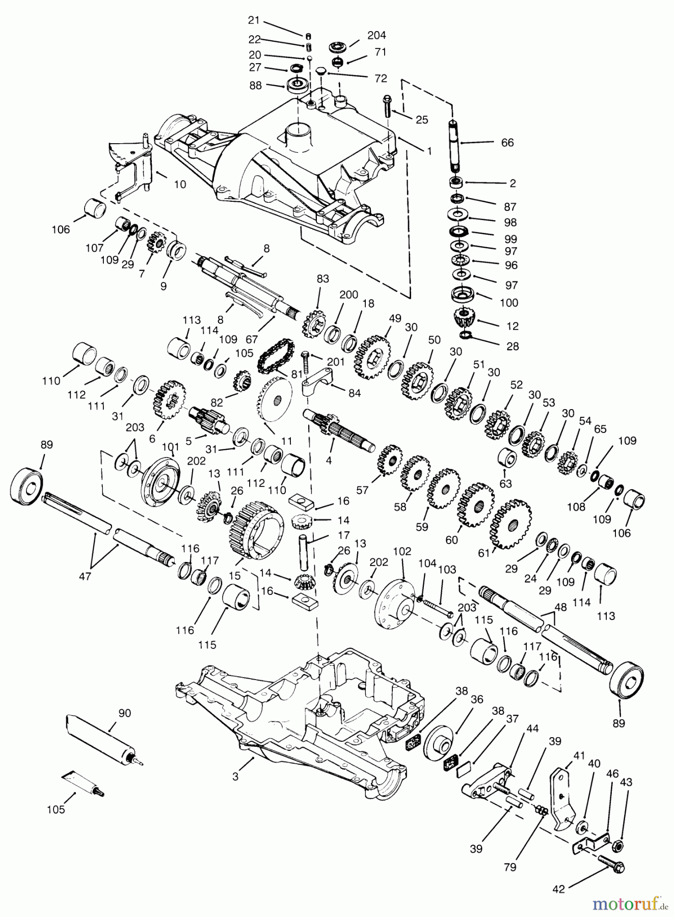 Toro Neu Mowers, Lawn & Garden Tractor Seite 1 72103 (268-H) - Toro 268-H Yard Tractor, 1995 (5900001-5900600) PEERLESS TRANSAXLE 820-024