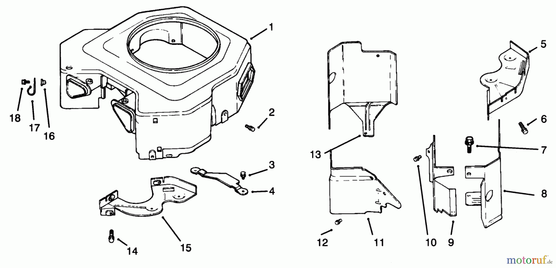 Toro Neu Mowers, Lawn & Garden Tractor Seite 1 72043 (264-H) - Toro 264-H Yard Tractor, 1996 (6900001-6999999) BLOWER HOUSING & BAFFLES #2