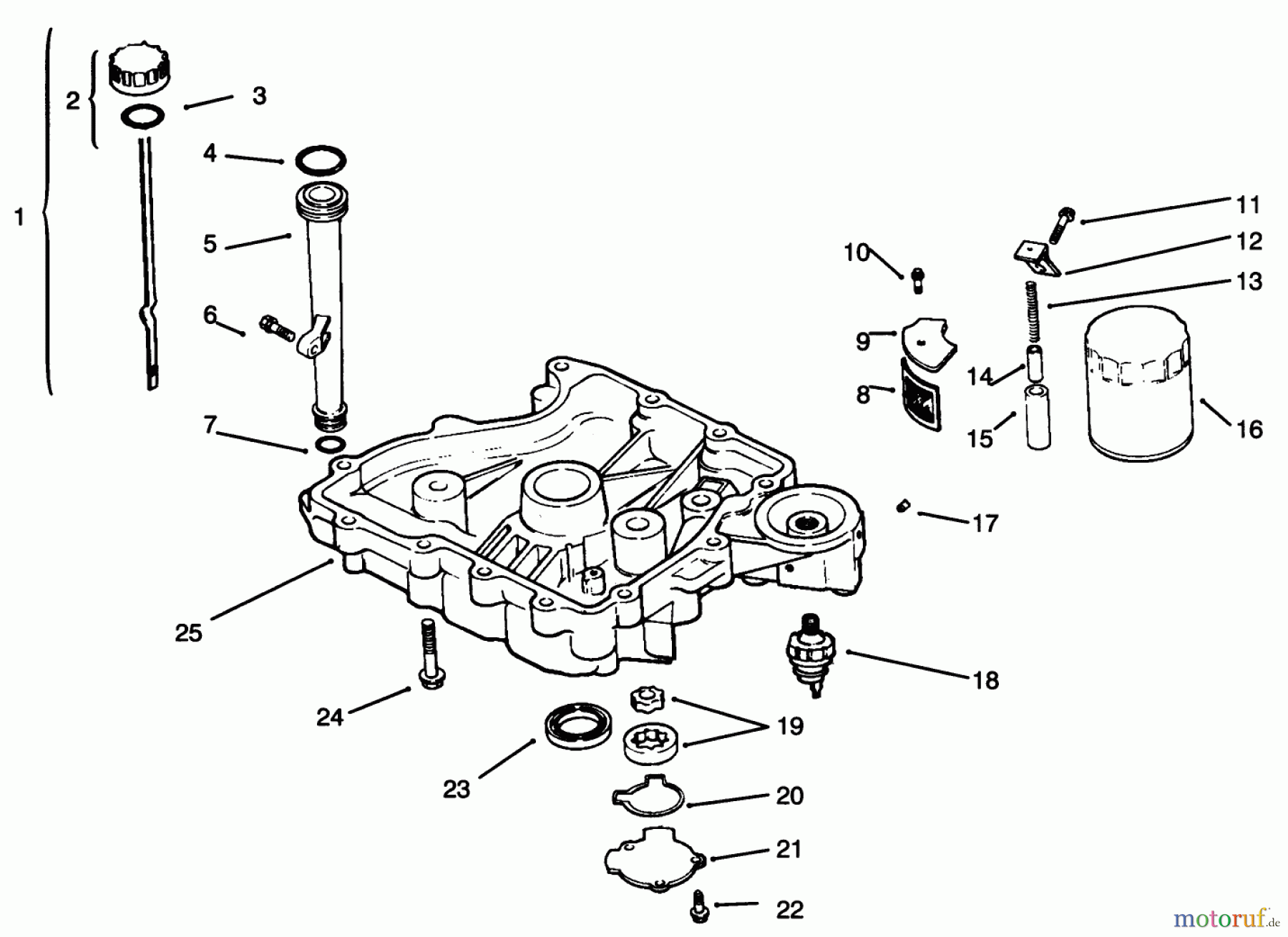 Toro Neu Mowers, Lawn & Garden Tractor Seite 1 72043 (264-H) - Toro 264-H Yard Tractor, 1996 (6900001-6999999) OIL PAN/LUBRICATION #1