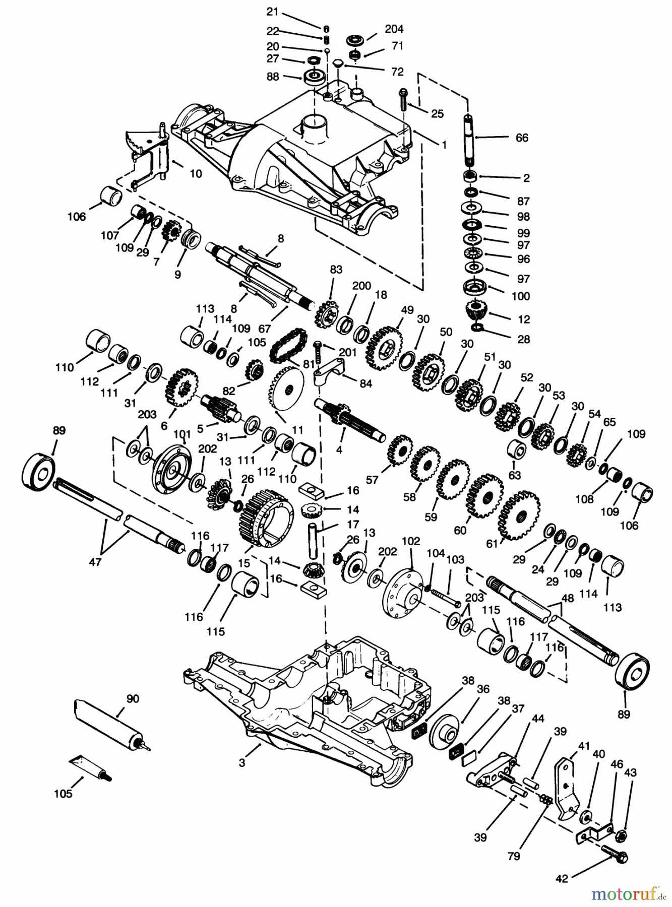 Toro Neu Mowers, Lawn & Garden Tractor Seite 1 72043 (264-H) - Toro 264-H Yard Tractor, 1996 (6900001-6999999) PEERLESS TRANSAXLE 820-024