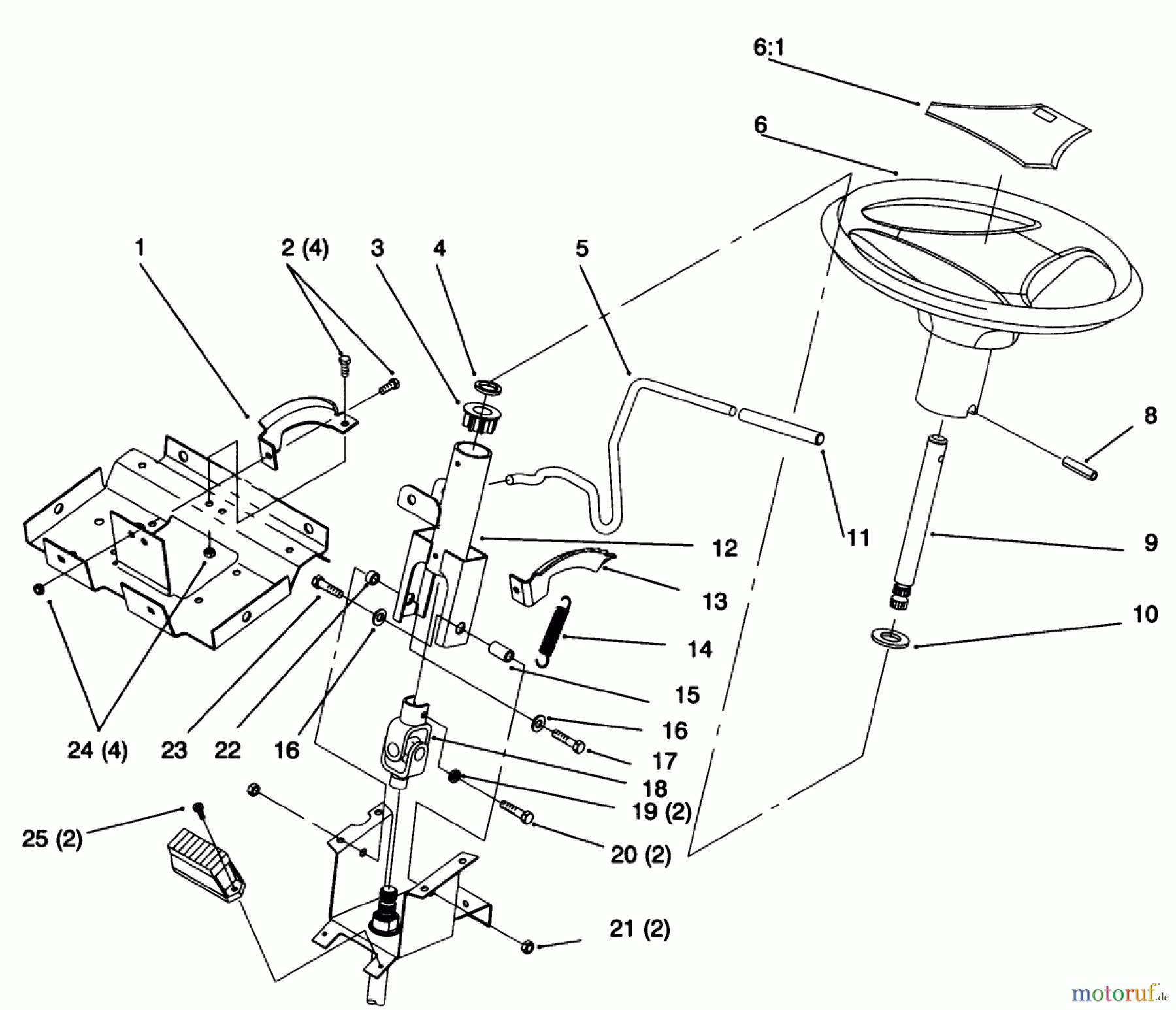 Toro Neu Mowers, Lawn & Garden Tractor Seite 1 72043 (264-H) - Toro 264-H Yard Tractor, 1996 (6900001-6999999) STEERING WHEEL AND TILT