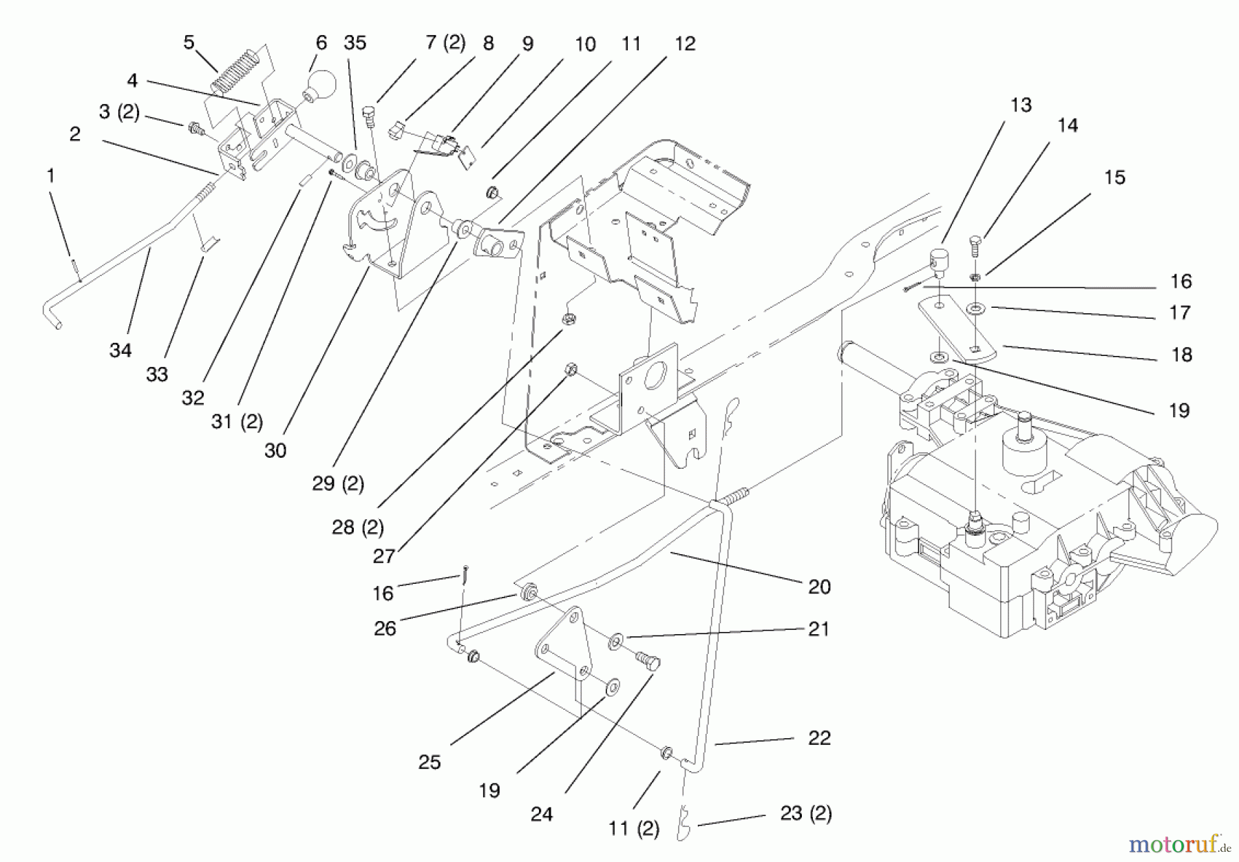 Toro Neu Mowers, Lawn & Garden Tractor Seite 1 72045 (265-6) - Toro 265-6 Lawn and Garden Tractor, 1998 (8900400-8999999) GEAR SHIFT LINKAGE