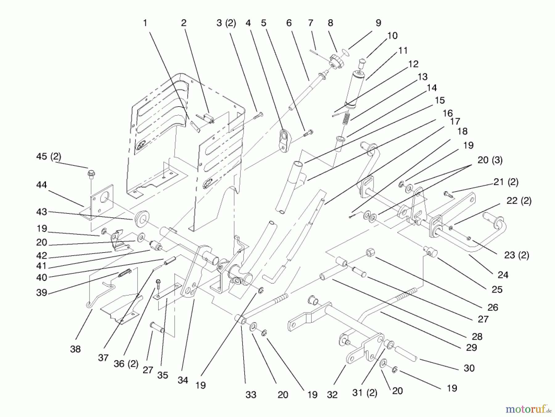 Toro Neu Mowers, Lawn & Garden Tractor Seite 1 72045 (265-6) - Toro 265-6 Lawn and Garden Tractor, 1998 (8900400-8999999) LIFT LEVER AND HEIGHT OF CUT