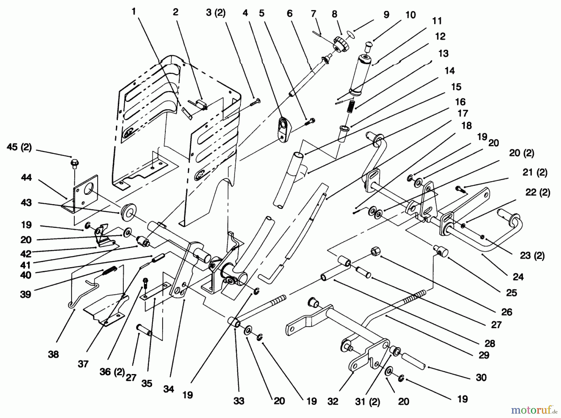 Toro Neu Mowers, Lawn & Garden Tractor Seite 1 72046 (265-H) - Toro 265-H Lawn and Garden Tractor, 1996 (6900001-6999999) LIFT LEVER AND HEIGHT OF CUT