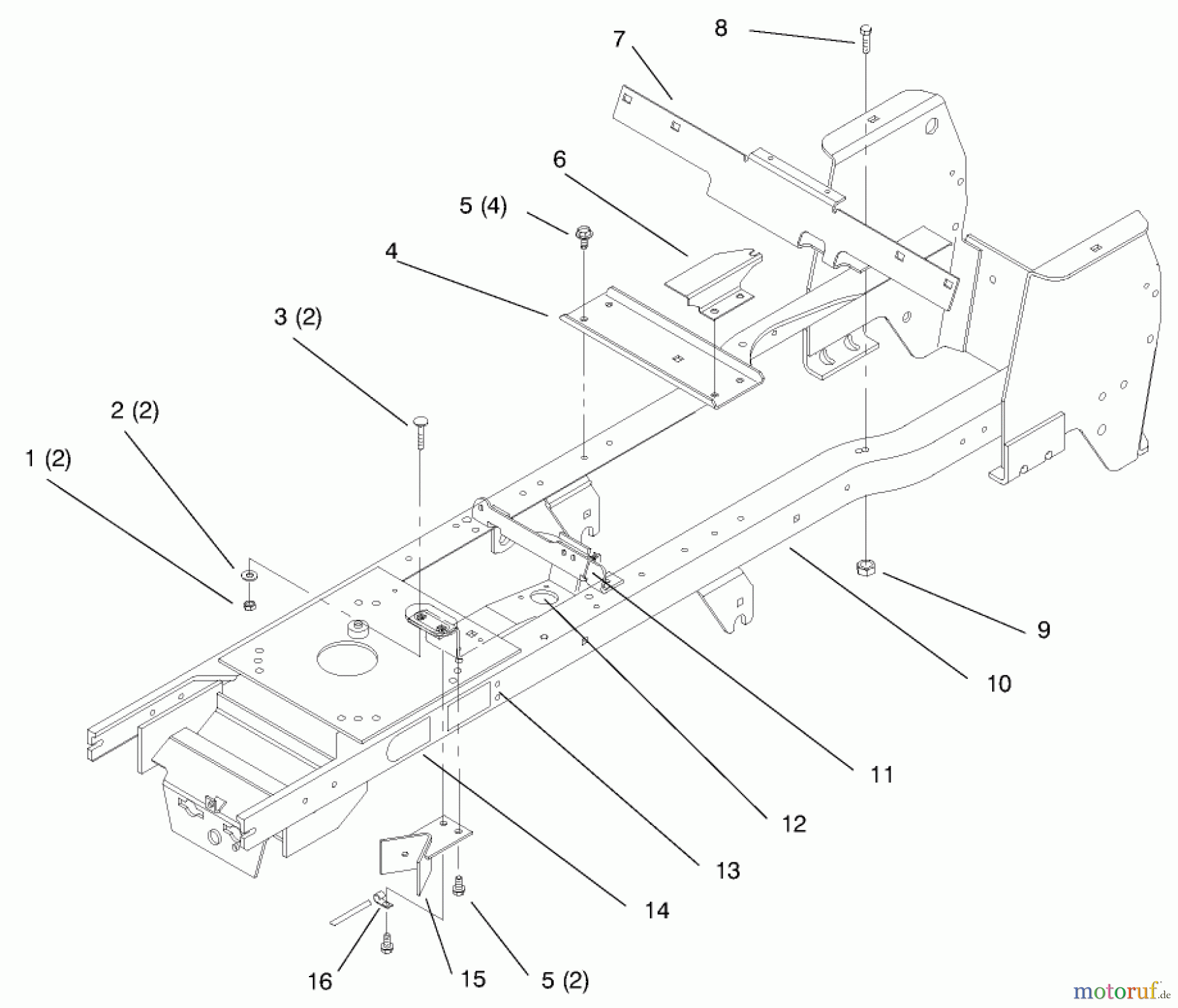  Toro Neu Mowers, Lawn & Garden Tractor Seite 1 72064 (265-H) - Toro 265-H Lawn and Garden Tractor, 1997 (7900001-7999999) FRAME