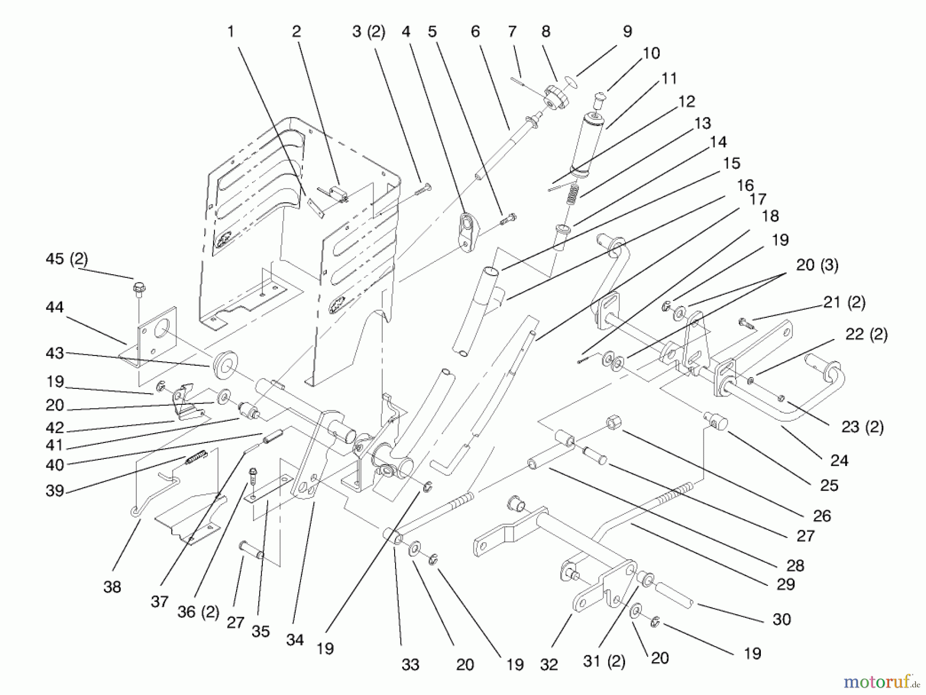  Toro Neu Mowers, Lawn & Garden Tractor Seite 1 72046 (265-H) - Toro 265-H Lawn and Garden Tractor, 1998 (8900001-8900399) LIFT LEVER AND HEIGHT OF CUT
