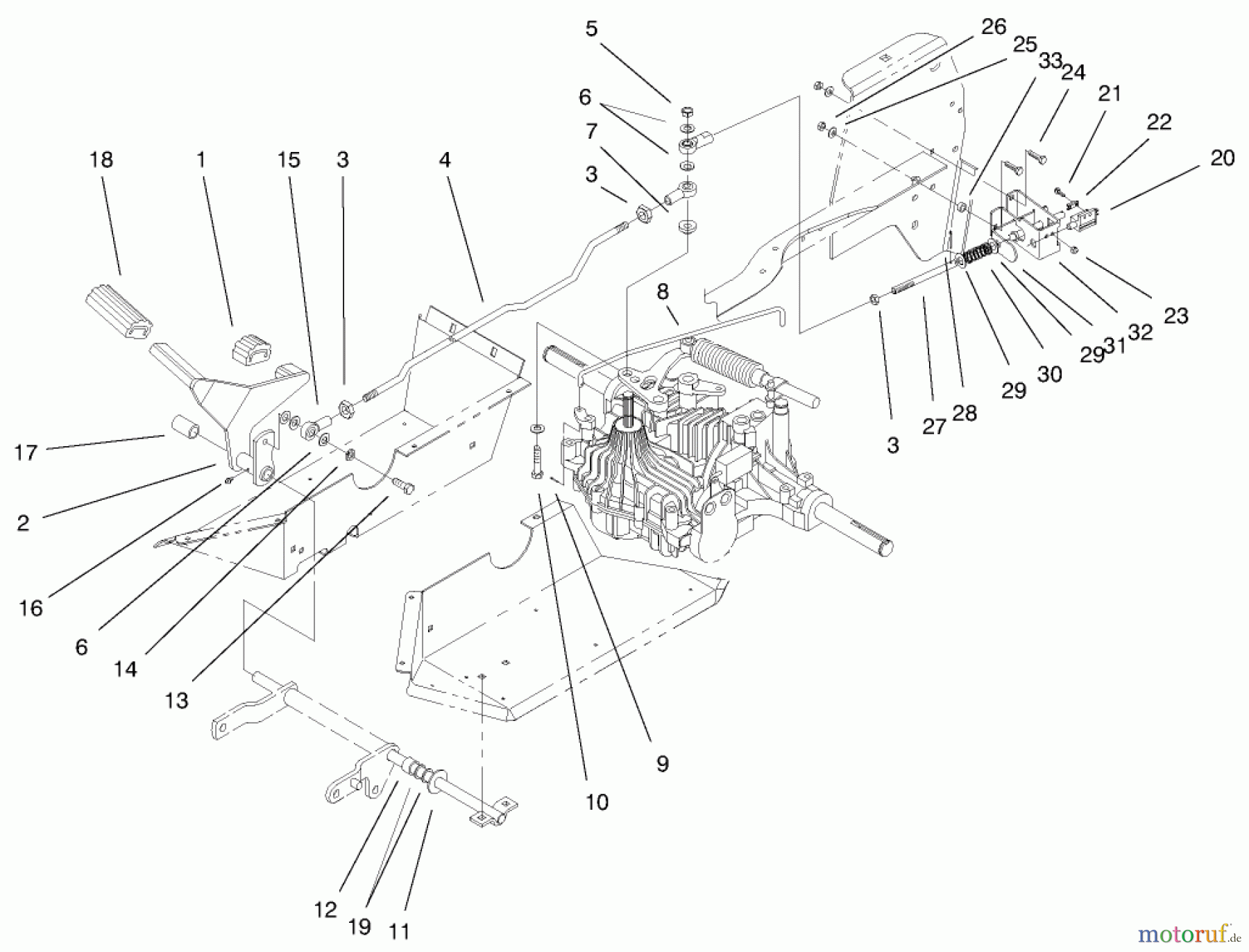 Toro Neu Mowers, Lawn & Garden Tractor Seite 1 72048 (265-H) - Toro 265-H Lawn and Garden Tractor, 1999 (9900001-9999999) HYDRO CONTROLS ASSEMBLY