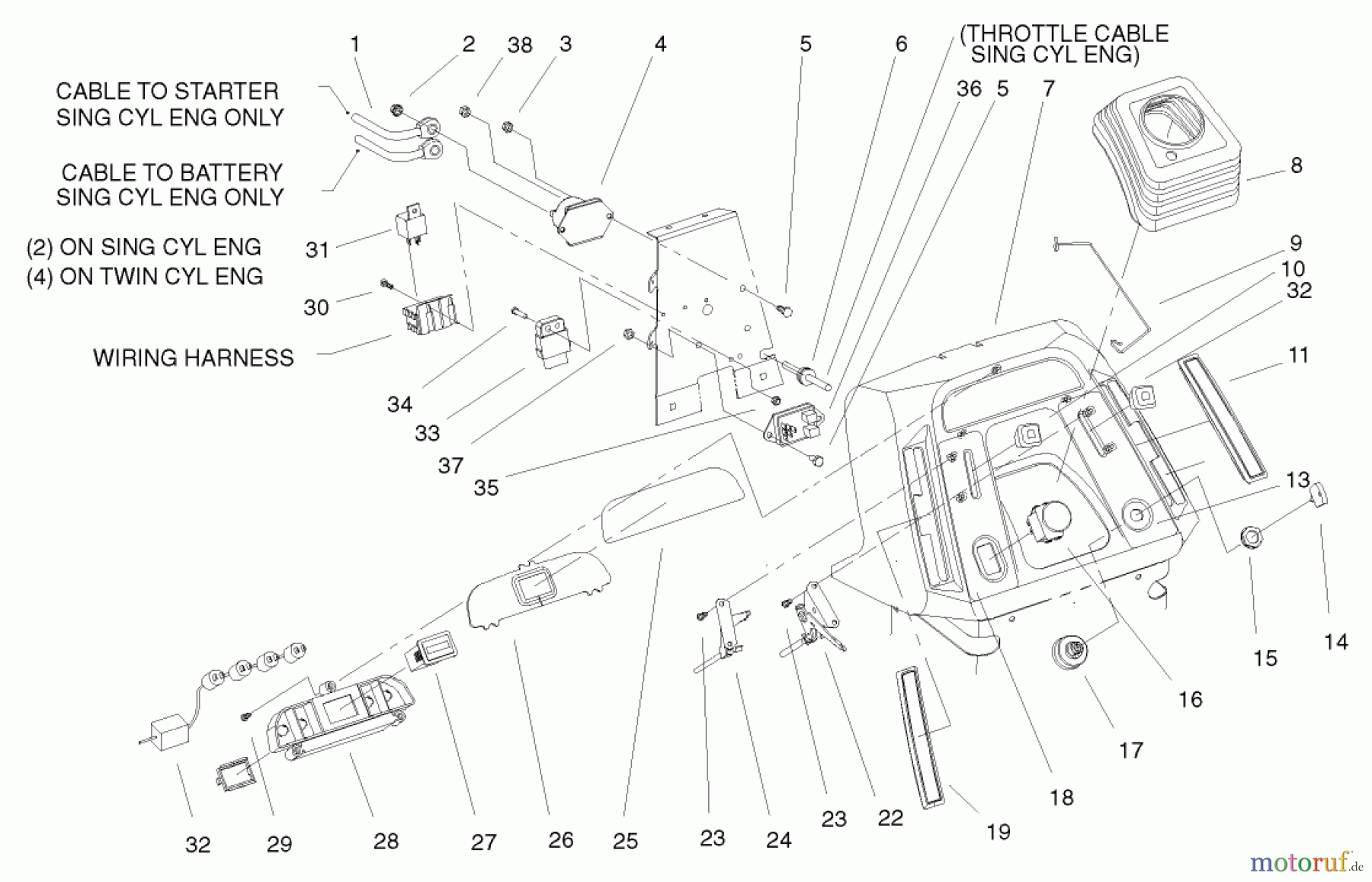 Toro Neu Mowers, Lawn & Garden Tractor Seite 1 72071 (265-H) - Toro 265-H Lawn and Garden Tractor, 2000 (200000001-200999999) DASH ASSEMBLY