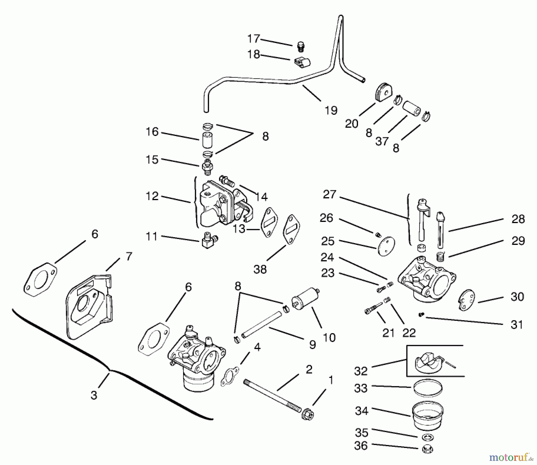  Toro Neu Mowers, Lawn & Garden Tractor Seite 1 72050 (265-H) - Toro 265-H Lawn and Garden Tractor, 2000 (200000001-200999999) FUEL SYSTEM #2