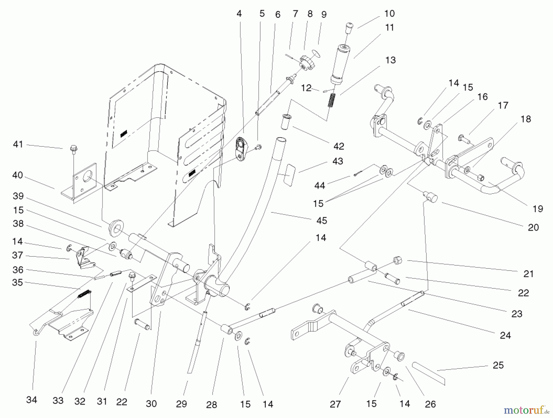 Toro Neu Mowers, Lawn & Garden Tractor Seite 1 72071 (265-H) - Toro 265-H Lawn and Garden Tractor, 2000 (200000001-200999999) LIFT LEVER & HOC ASSEMBLY