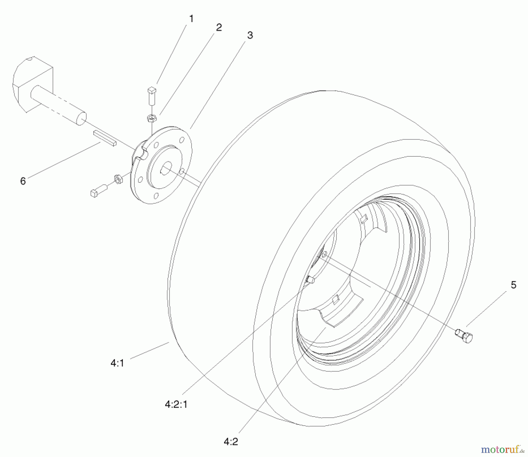 Toro Neu Mowers, Lawn & Garden Tractor Seite 1 72071 (265-H) - Toro 265-H Lawn and Garden Tractor, 2000 (200000001-200999999) REAR WHEEL ASSEMBLY