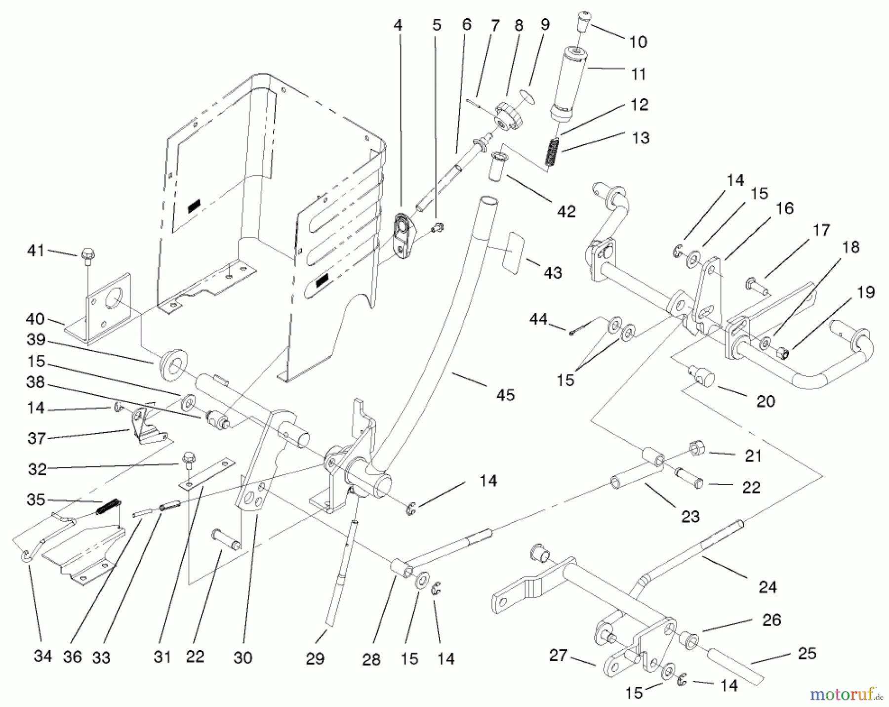  Toro Neu Mowers, Lawn & Garden Tractor Seite 1 72051 (265-H) - Toro 265-H Lawn and Garden Tractor, 2002 (220000001-220999999) LIFT LEVER ARM AND HOC ASSEMBLY
