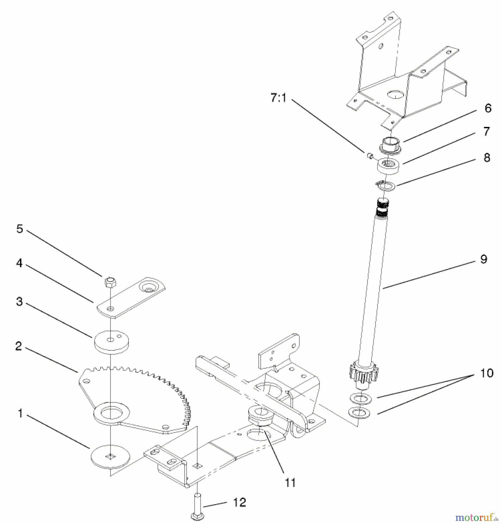 Toro Neu Mowers, Lawn & Garden Tractor Seite 1 72051 (265-H) - Toro 265-H Lawn and Garden Tractor, 2001 (210000001-210999999) LOWER STEERING ASSEMBLY