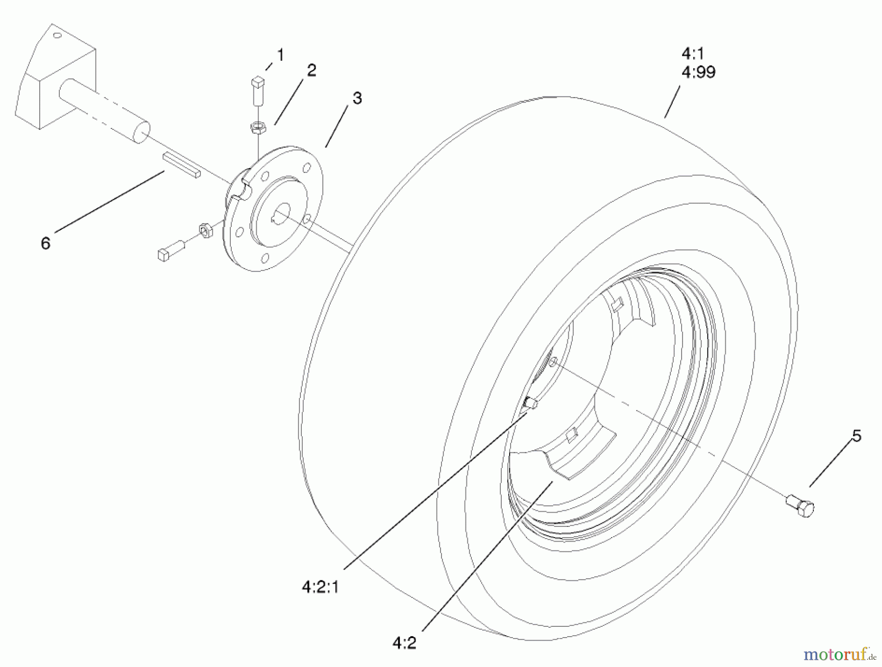 Toro Neu Mowers, Lawn & Garden Tractor Seite 1 72051 (265-H) - Toro 265-H Lawn and Garden Tractor, 2001 (210000001-210999999) REAR WHEELS ASSEMBLY