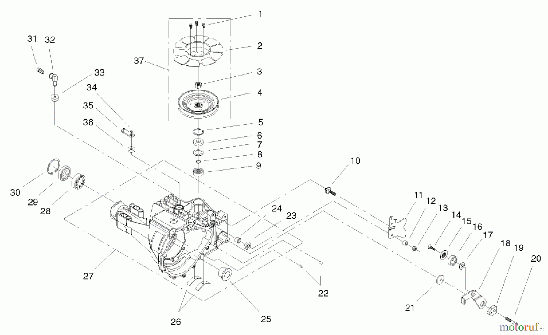 Toro Neu Mowers, Lawn & Garden Tractor Seite 1 72072 (266-HE) - Toro 266-HE Lawn and Garden Tractor, 2002 (220000001-220999999) HOUSING AND FAN ASSEMBLY