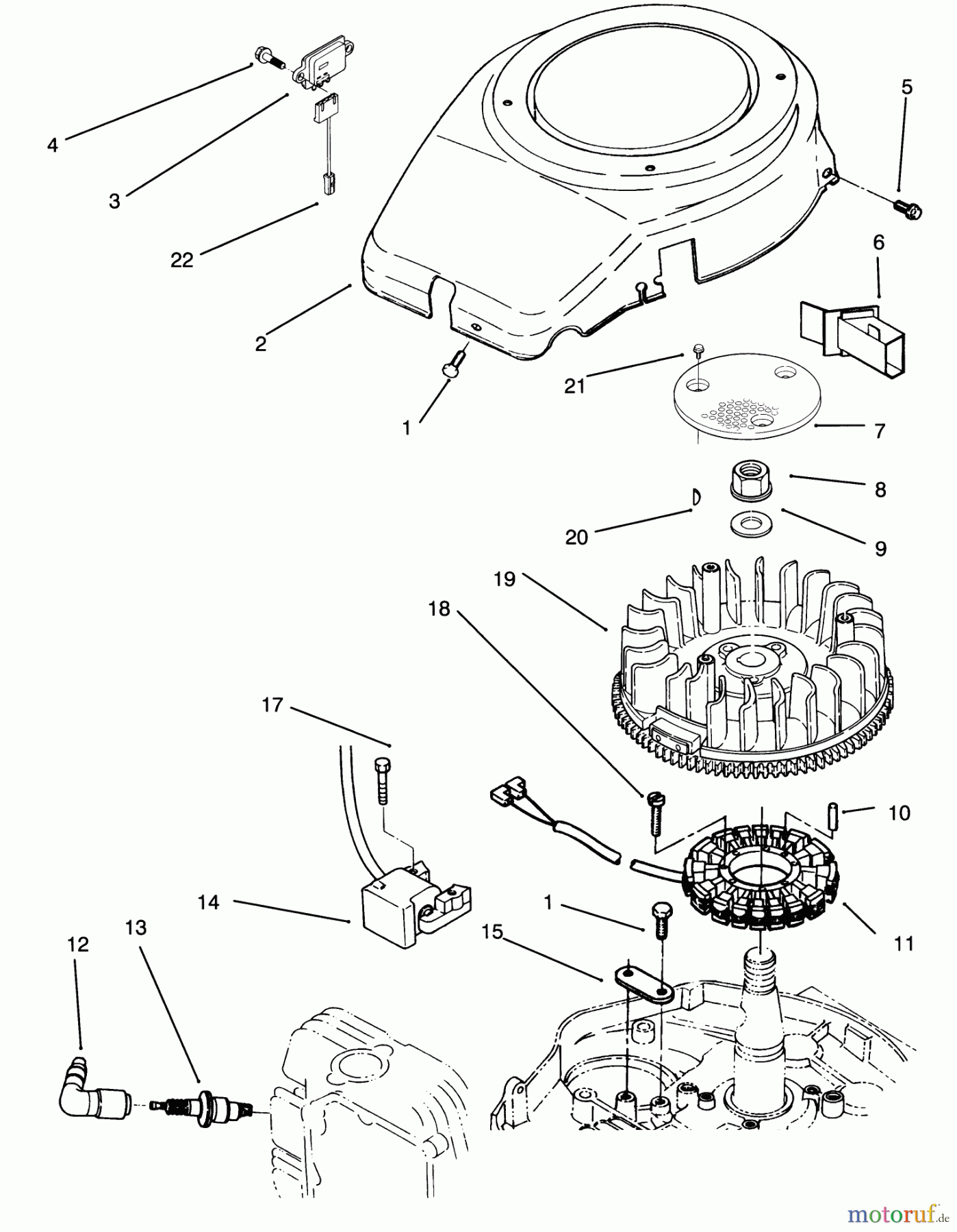 Toro Neu Mowers, Lawn & Garden Tractor Seite 1 72060 (244-5) - Toro 244-5 Yard Tractor, 1993 (3900001-3999999) BLOWER HOUSING AND IGNITION ASSEMBLY
