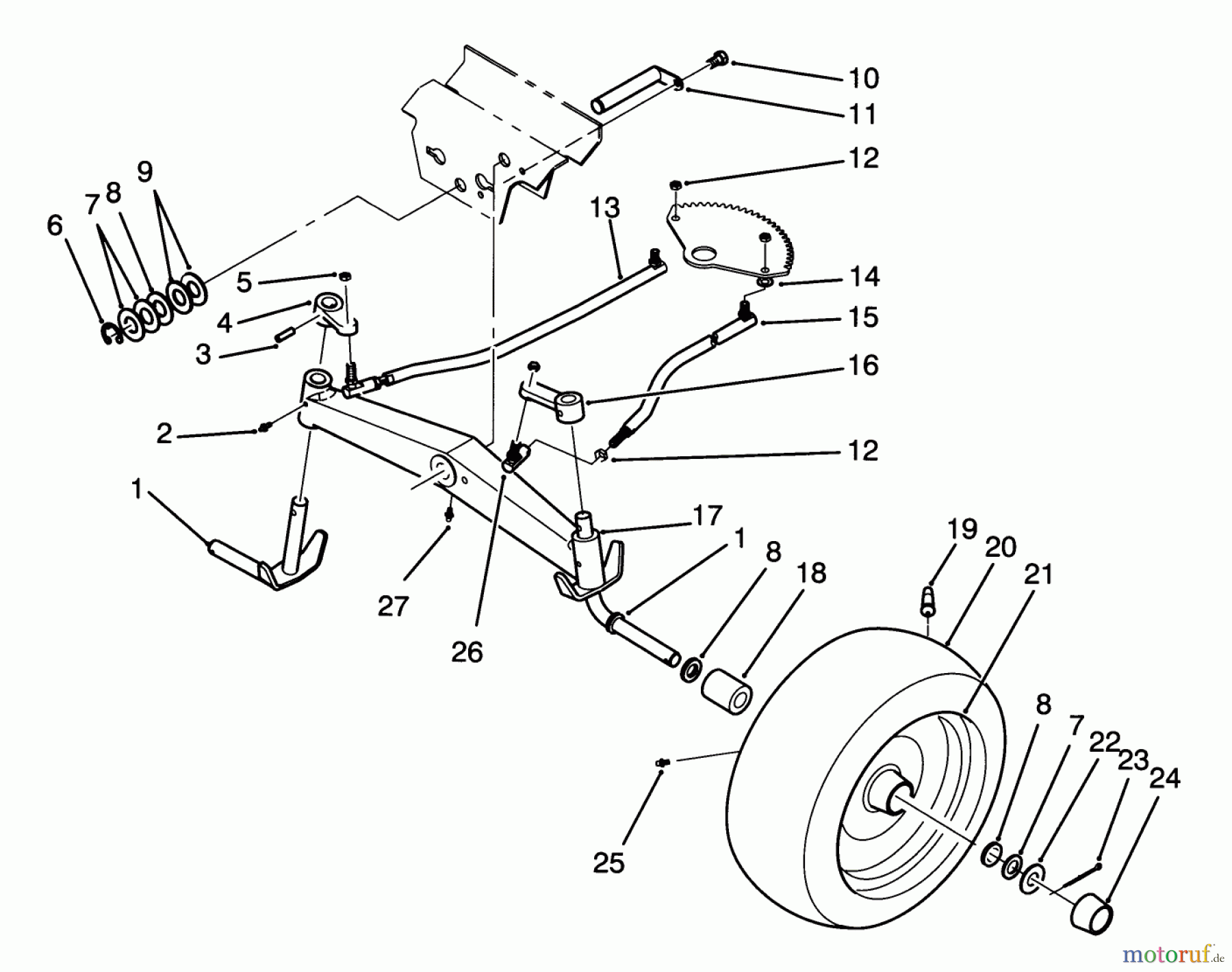  Toro Neu Mowers, Lawn & Garden Tractor Seite 1 72060 (244-5) - Toro 244-5 Yard Tractor, 1993 (3900001-3999999) FRONT AXLE ASSEMBLY
