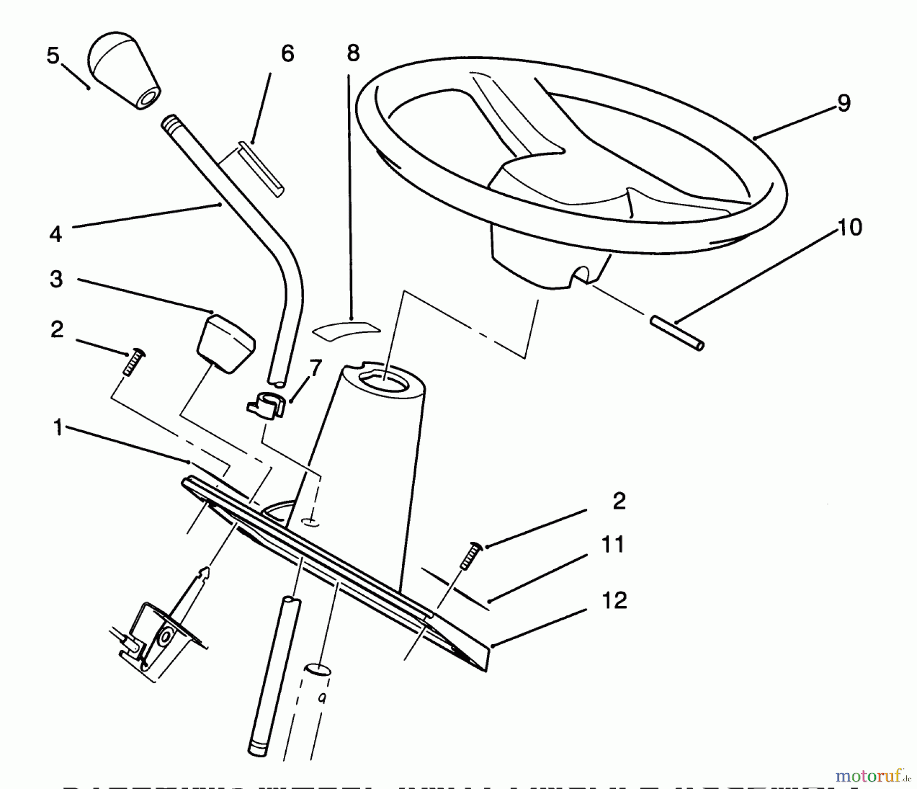 Toro Neu Mowers, Lawn & Garden Tractor Seite 1 72060 (244-5) - Toro 244-5 Yard Tractor, 1993 (3900001-3999999) STEERING WHEEL AND CONSOLE ASSEMBLY