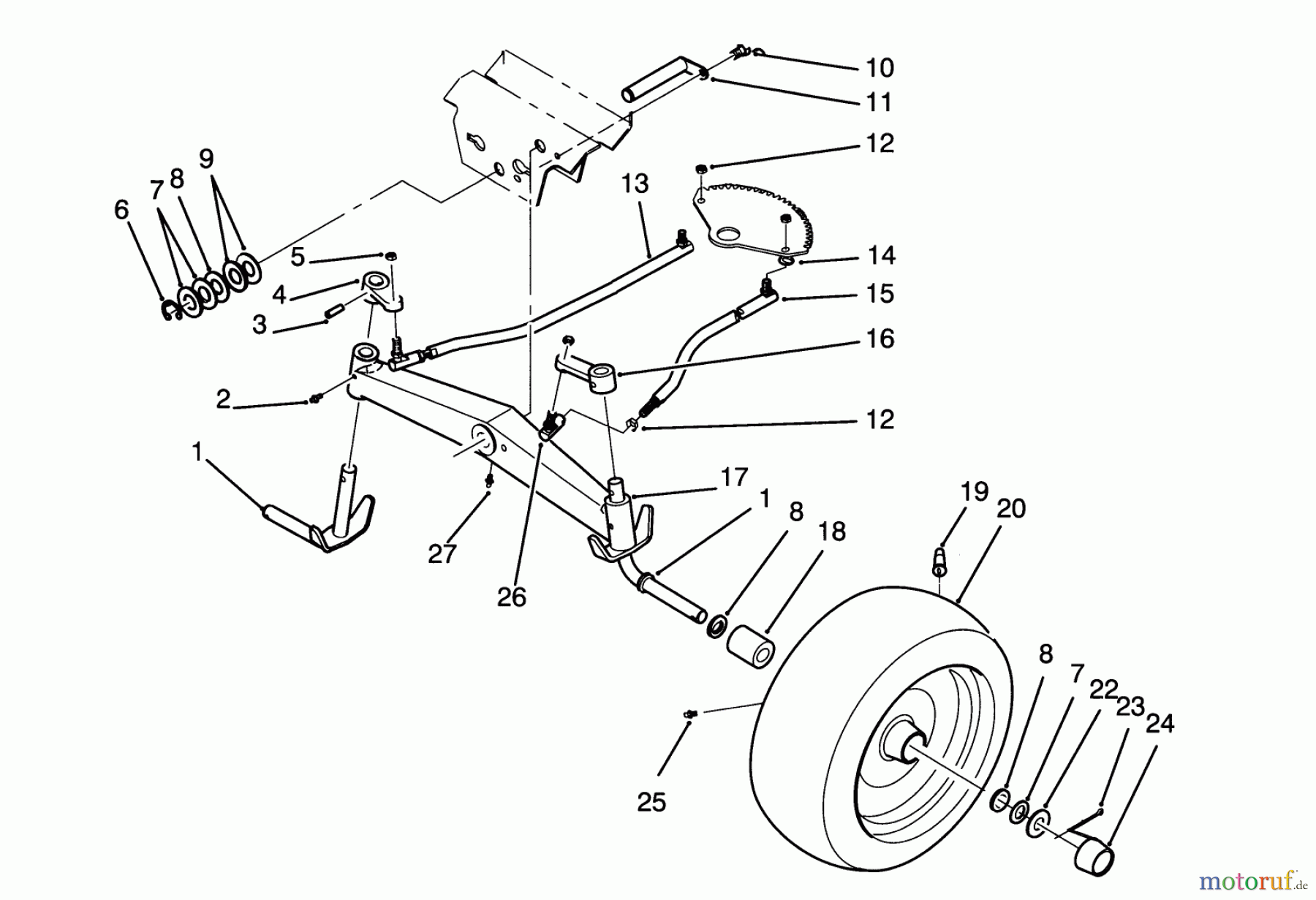 Toro Neu Mowers, Lawn & Garden Tractor Seite 1 72081 (246-H) - Toro 246-H Yard Tractor, 1993 (3900001-3999999) FRONT AXLE ASSEMBLY