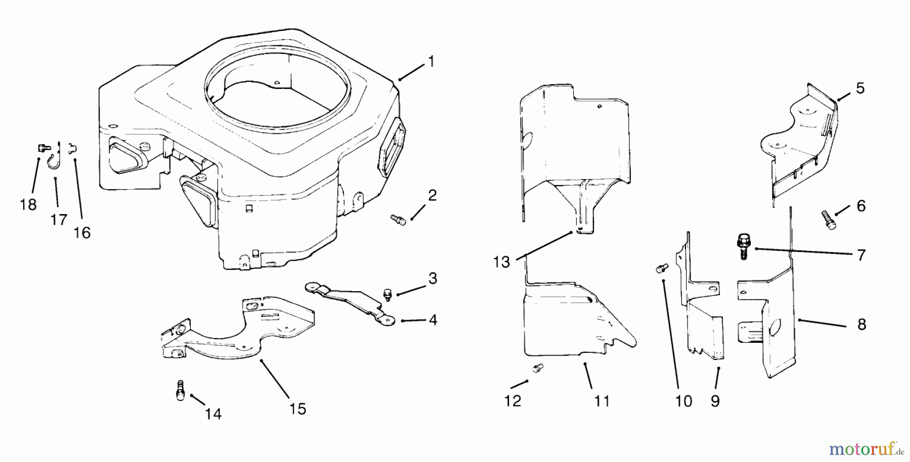 Toro Neu Mowers, Lawn & Garden Tractor Seite 1 72084 (266-H) - Toro 266-H Yard Tractor, 1995 (5900001-5999999) BLOWER HOUSING & BAFFLES KOHLER ENGINE CV16S-PS61514