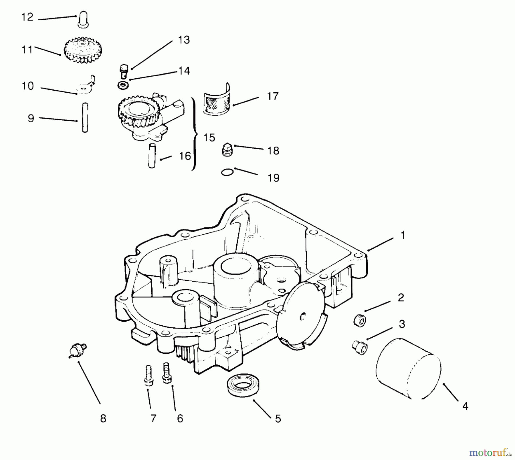 Toro Neu Mowers, Lawn & Garden Tractor Seite 1 72084 (266-H) - Toro 266-H Yard Tractor, 1995 (5900001-5999999) OIL PAN/LUBRICATION KOHLER ENGINE CV16S-PS61514