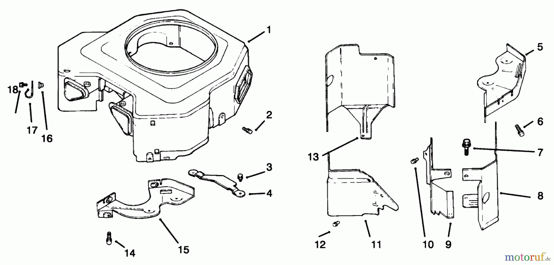 Toro Neu Mowers, Lawn & Garden Tractor Seite 1 72085 (267-H) - Toro 267-H Lawn and Garden Tractor, 1996 (6900001-6999999) BLOWER HOUSING & BAFFLES