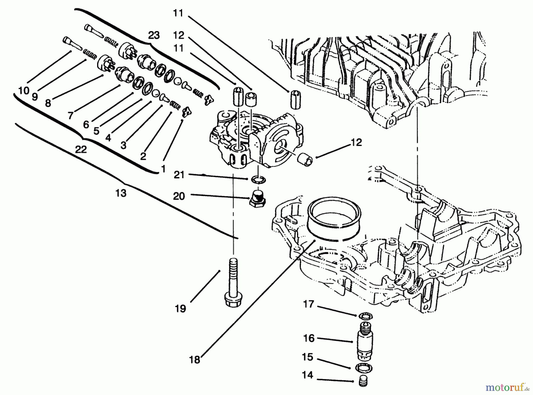 Toro Neu Mowers, Lawn & Garden Tractor Seite 1 72085 (267-H) - Toro 267-H Lawn and Garden Tractor, 1996 (6900001-6999999) CENTER CASE