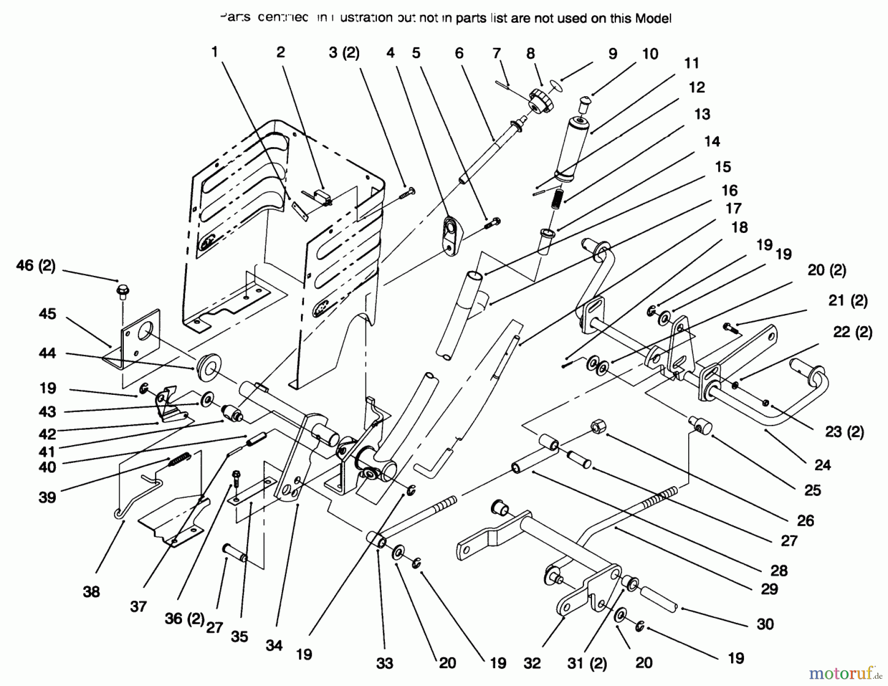 Toro Neu Mowers, Lawn & Garden Tractor Seite 1 72085 (267-H) - Toro 267-H Lawn and Garden Tractor, 1996 (6900001-6999999) LIFT LEVER AND HEIGHT OF CUT