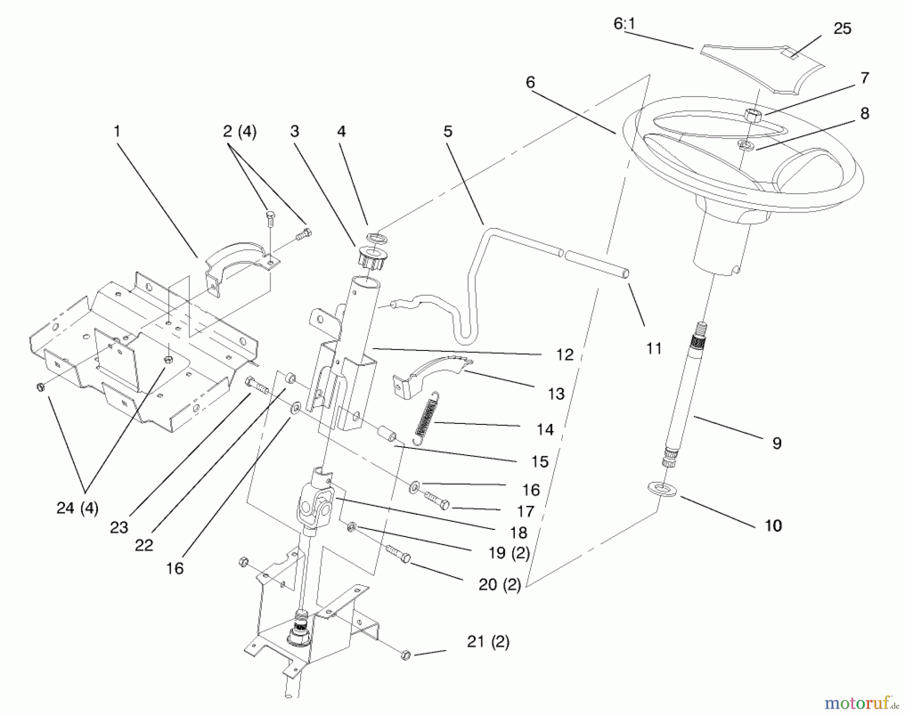 Toro Neu Mowers, Lawn & Garden Tractor Seite 1 72085 (267-H) - Toro 267-H Lawn and Garden Tractor, 1998 (8900400-8999999) STEERING WHEEL AND TILT