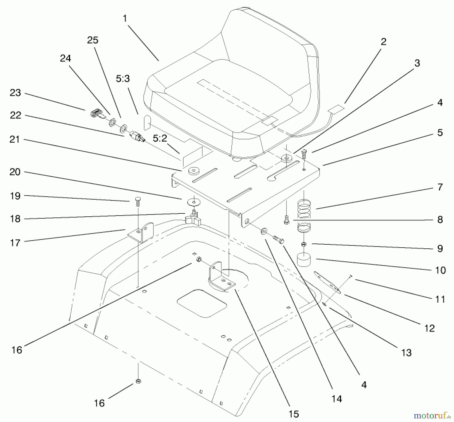  Toro Neu Mowers, Lawn & Garden Tractor Seite 1 72086 (268-H) - Toro 268-H Lawn and Garden Tractor, 1999 (9900001-9999999) SEAT ASSEMBLY