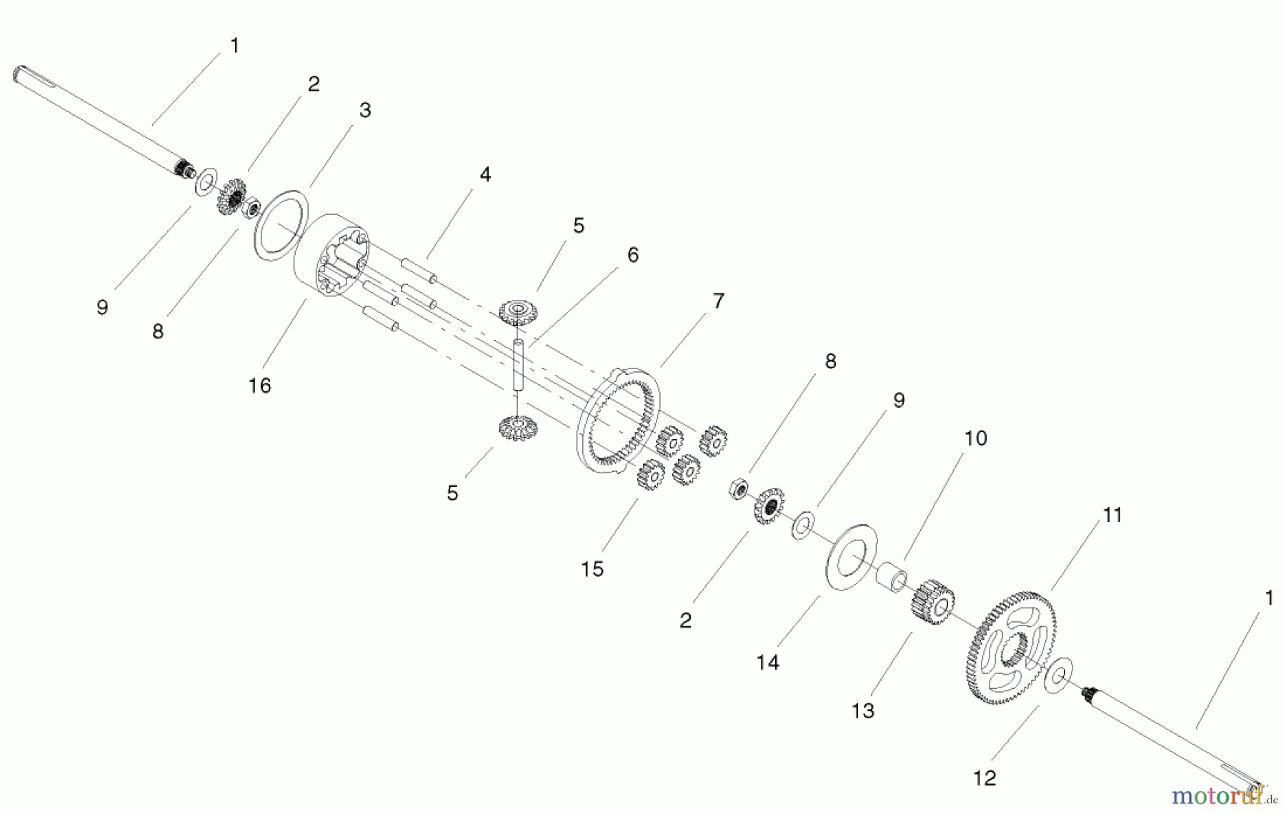 Toro Neu Mowers, Lawn & Garden Tractor Seite 1 72087 (268-H) - Toro 268-H Lawn and Garden Tractor, 2000 (200000001-200999999) DIFFERENTIAL GEAR ASSEMBLY