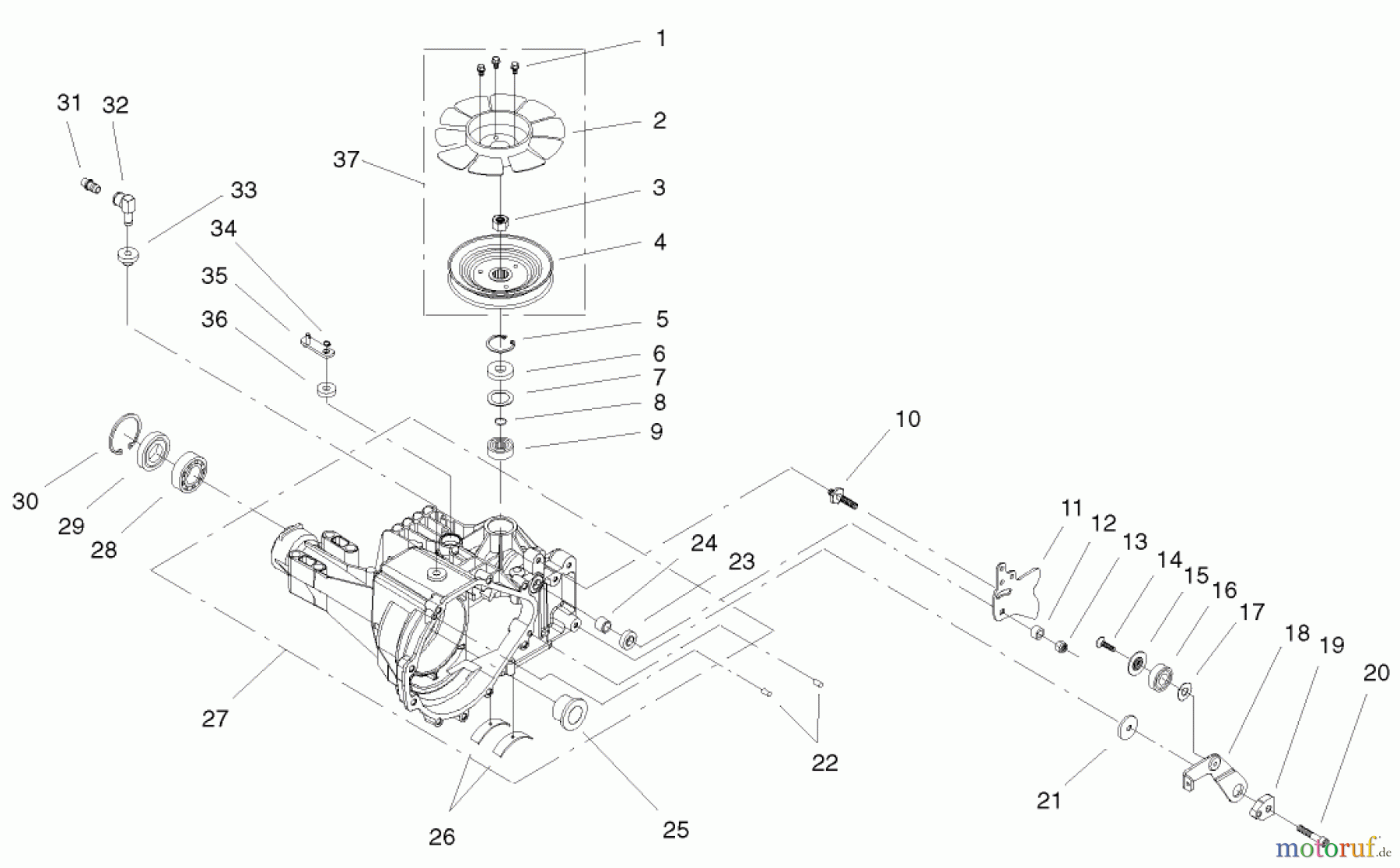Toro Neu Mowers, Lawn & Garden Tractor Seite 1 72087 (268-H) - Toro 268-H Lawn and Garden Tractor, 2000 (200000001-200999999) HOUSING & FAN ASSEMBLY