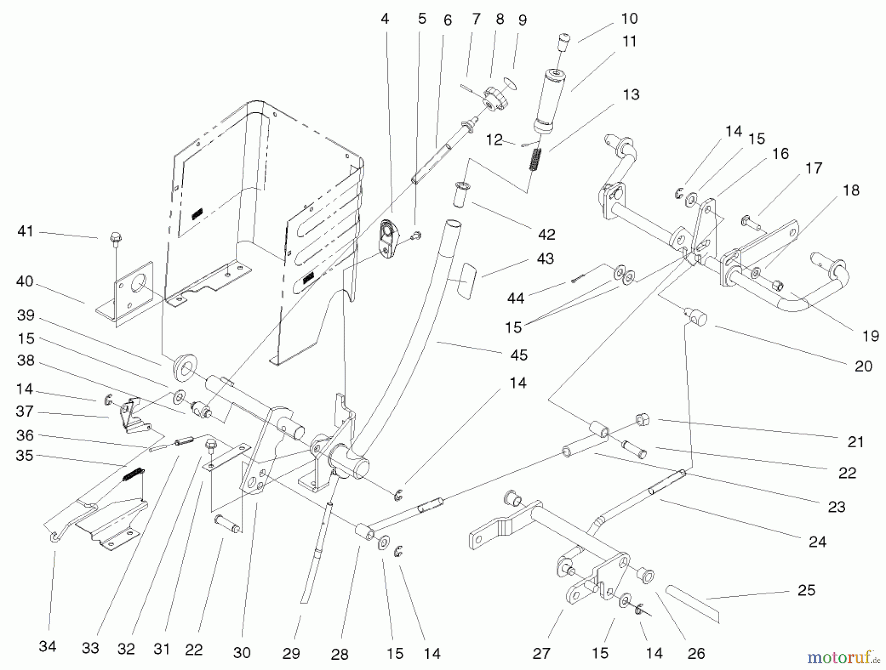  Toro Neu Mowers, Lawn & Garden Tractor Seite 1 72107 (268-HE) - Toro 268-HE Lawn and Garden Tractor, 2000 (200000001-200999999) LIFT LEVER & HOC ASSEMBLY