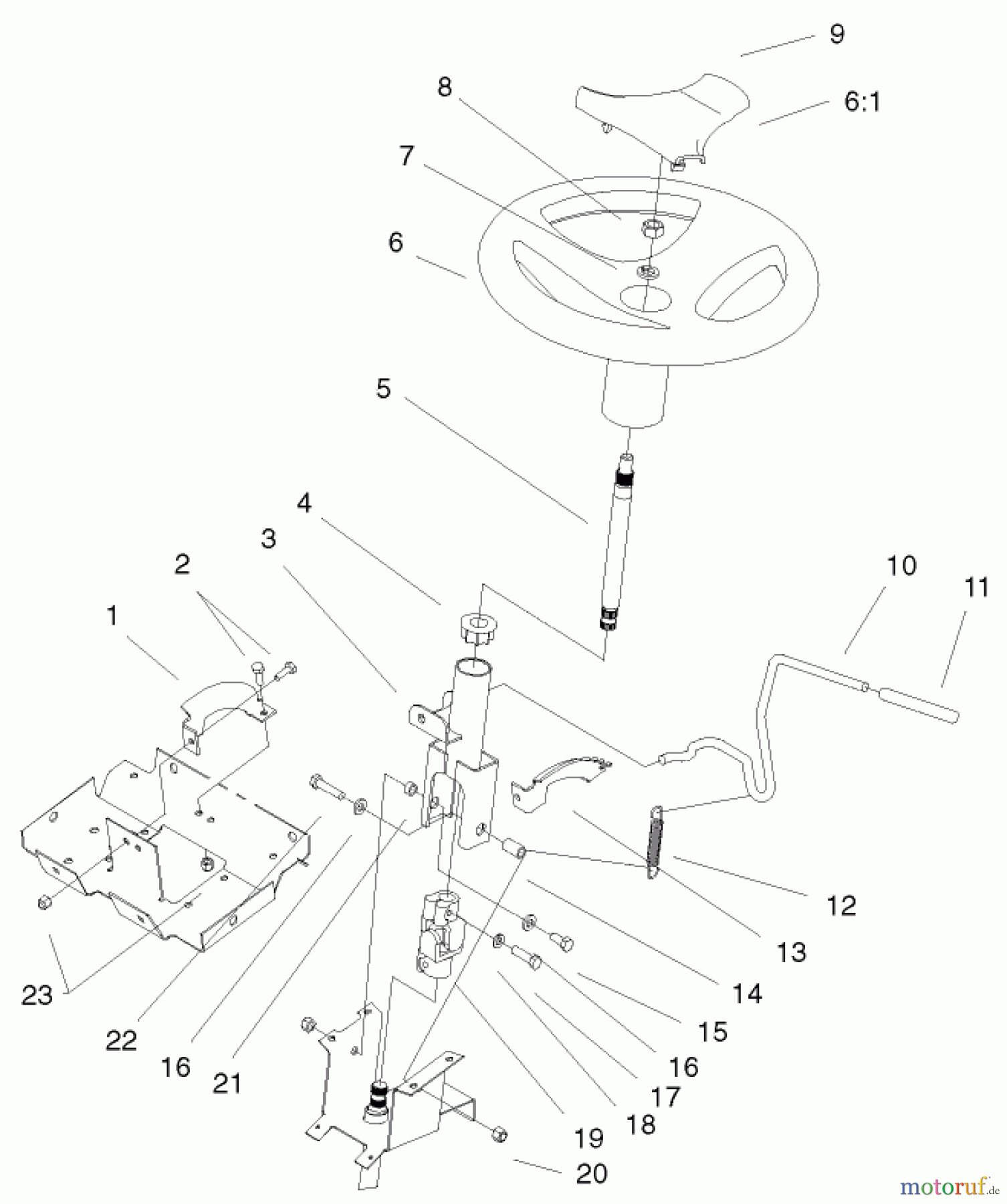 Toro Neu Mowers, Lawn & Garden Tractor Seite 1 72107 (268-HE) - Toro 268-HE Lawn and Garden Tractor, 2000 (200000001-200999999) STEERING WHEEL & TILT ASSEMBLY