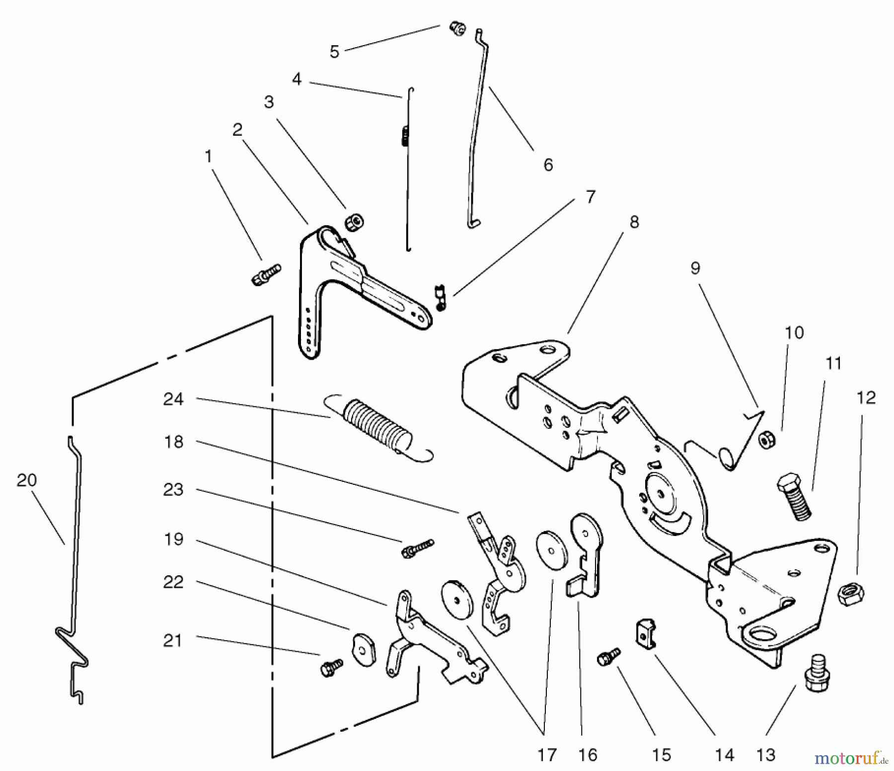 Toro Neu Mowers, Lawn & Garden Tractor Seite 1 72107 (268-HE) - Toro 268-HE Lawn and Garden Tractor, 2001 (210000001-210999999) ENGINE CONTROL ASSEMBLY KOHLER CV18S-PS-61528 AND CV18S-PS-61529