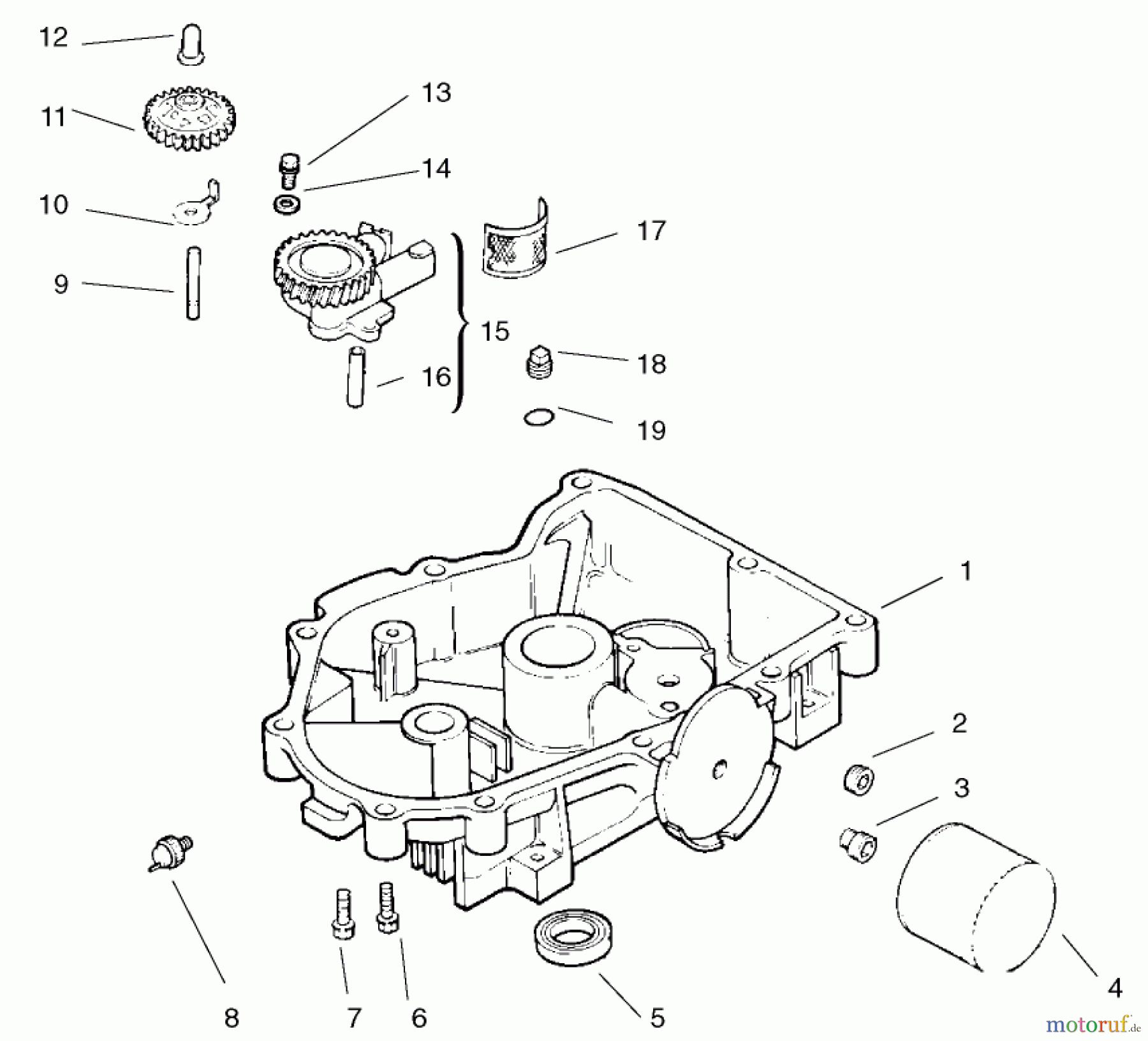 Toro Neu Mowers, Lawn & Garden Tractor Seite 1 72107 (268-HE) - Toro 268-HE Lawn and Garden Tractor, 2001 (210000001-210999999) OIL PAN / LUBRICATION ASSEMBLY KOHLER CV18S-PS-61528 AND CV18S-PS-61529